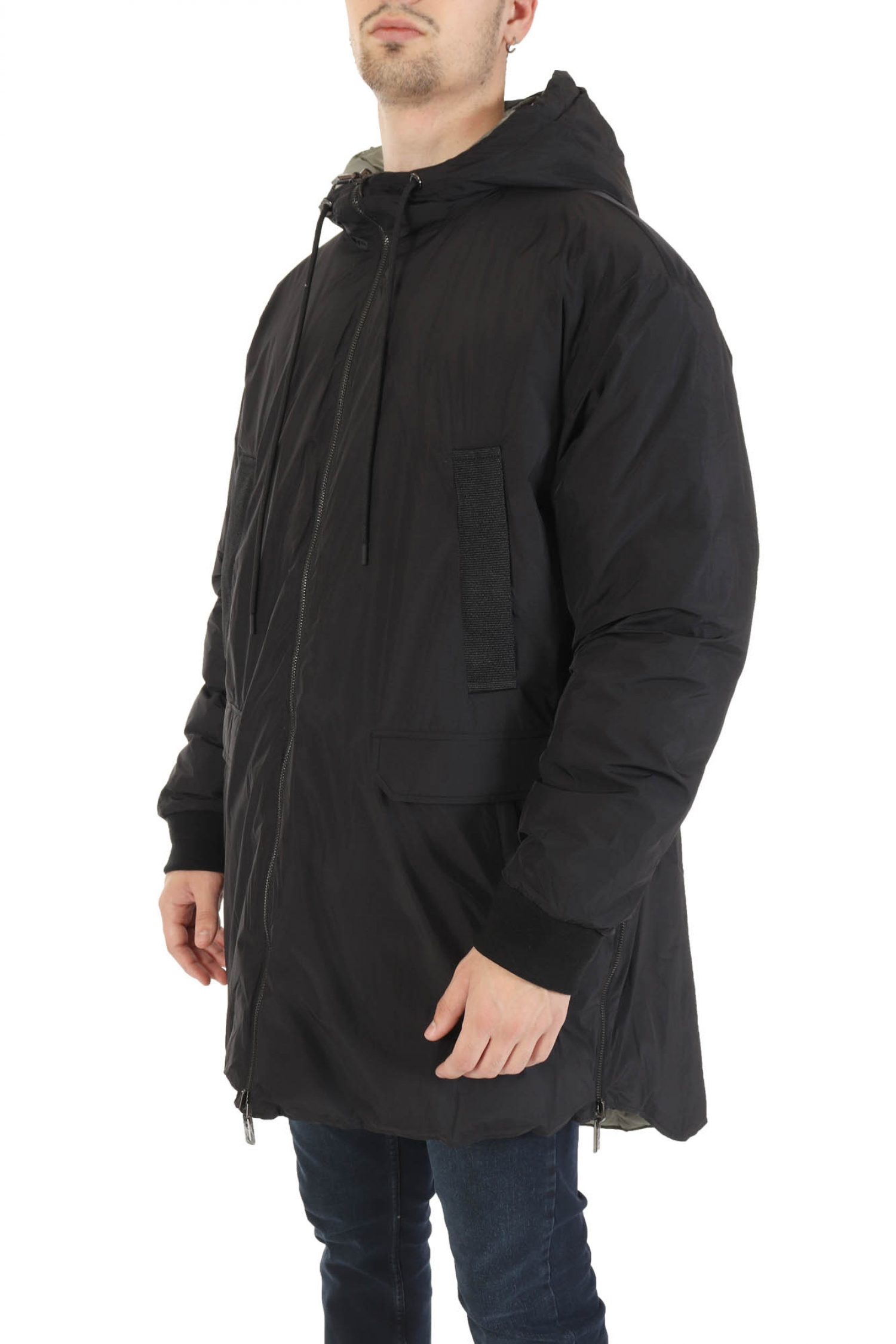 EMPORIO ARMANI ΜΠΟΥΦΑΝ REVERSIBLE ΚΟΥΚΟΥΛΑ LOGO ΜΑΥΡΟ-ΧΑΚΙ