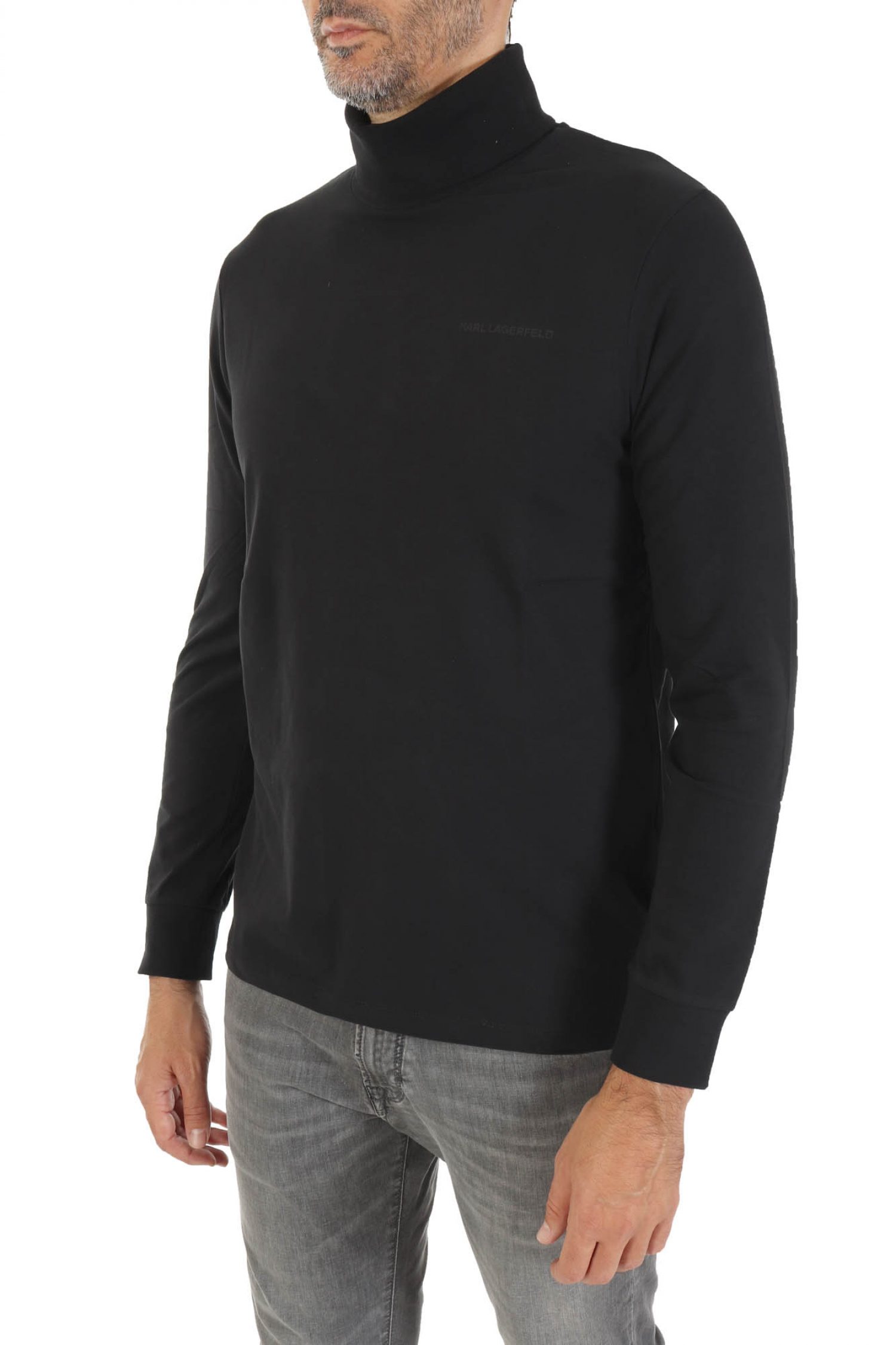 KARL LAGERFELD T-SHIRT ROLLNECK LOGO ΜΑΥΡΟ φωτογραφία