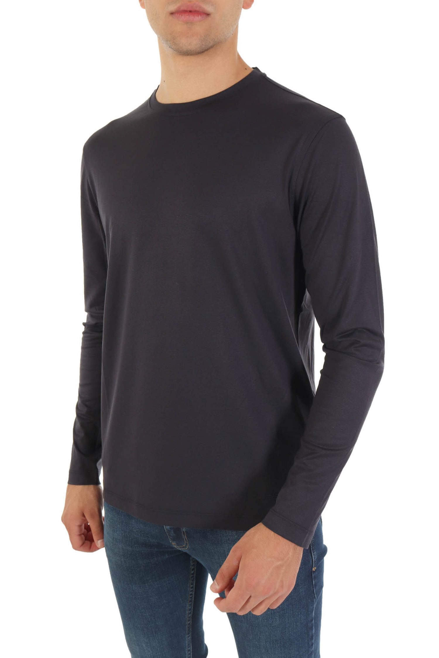 EMPORIO ARMANI T-SHIRT SILK LOGO ΜΠΛΕ φωτογραφία