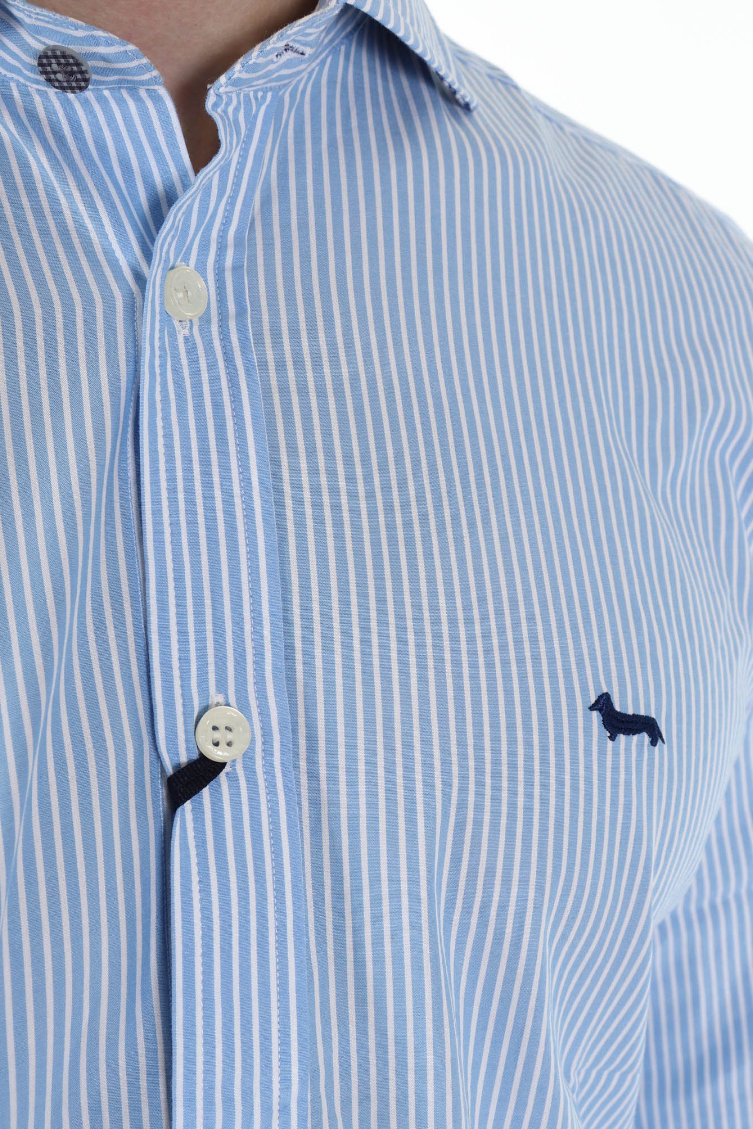 HARMONT & BLAINE ΠΟΥΚΑΜΙΣΟ ΡΙΓΕ NARROW FIT ΣΙΕΛ-ΛΕΥΚΟ φωτογραφία