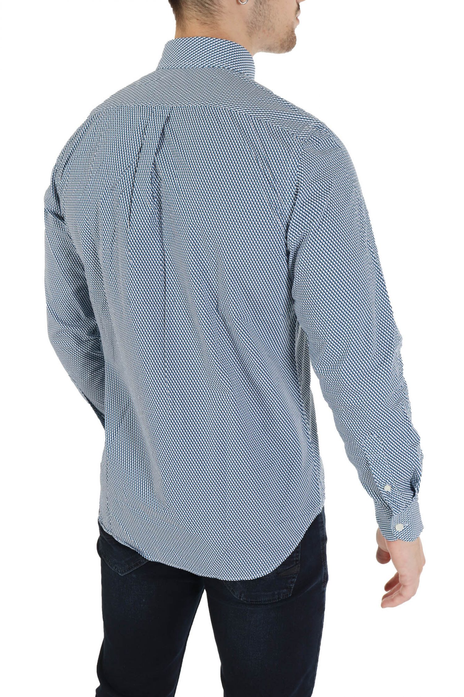 HARMONT & BLAINE ΠΟΥΚΑΜΙΣΟ BUTTON DOWN ΜΙΚΡΟΣΧΕΔΙΟ REGULAR FIT ΜΠΛΕ-ΛΕΥΚΟ