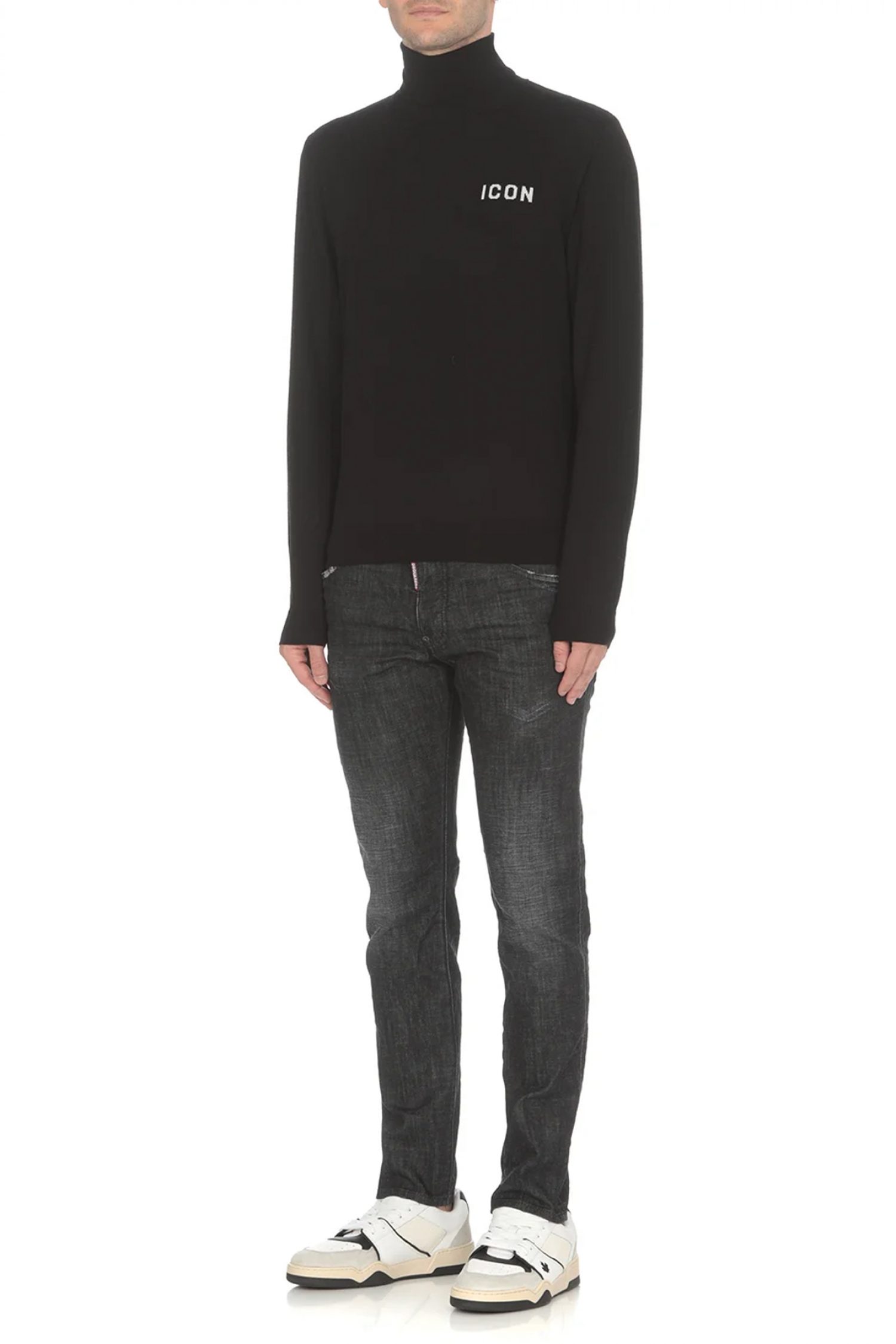 DSQUARED2 ΠΛΕΚΤΟ ICON TURTLENECK ΜΑΥΡΟ