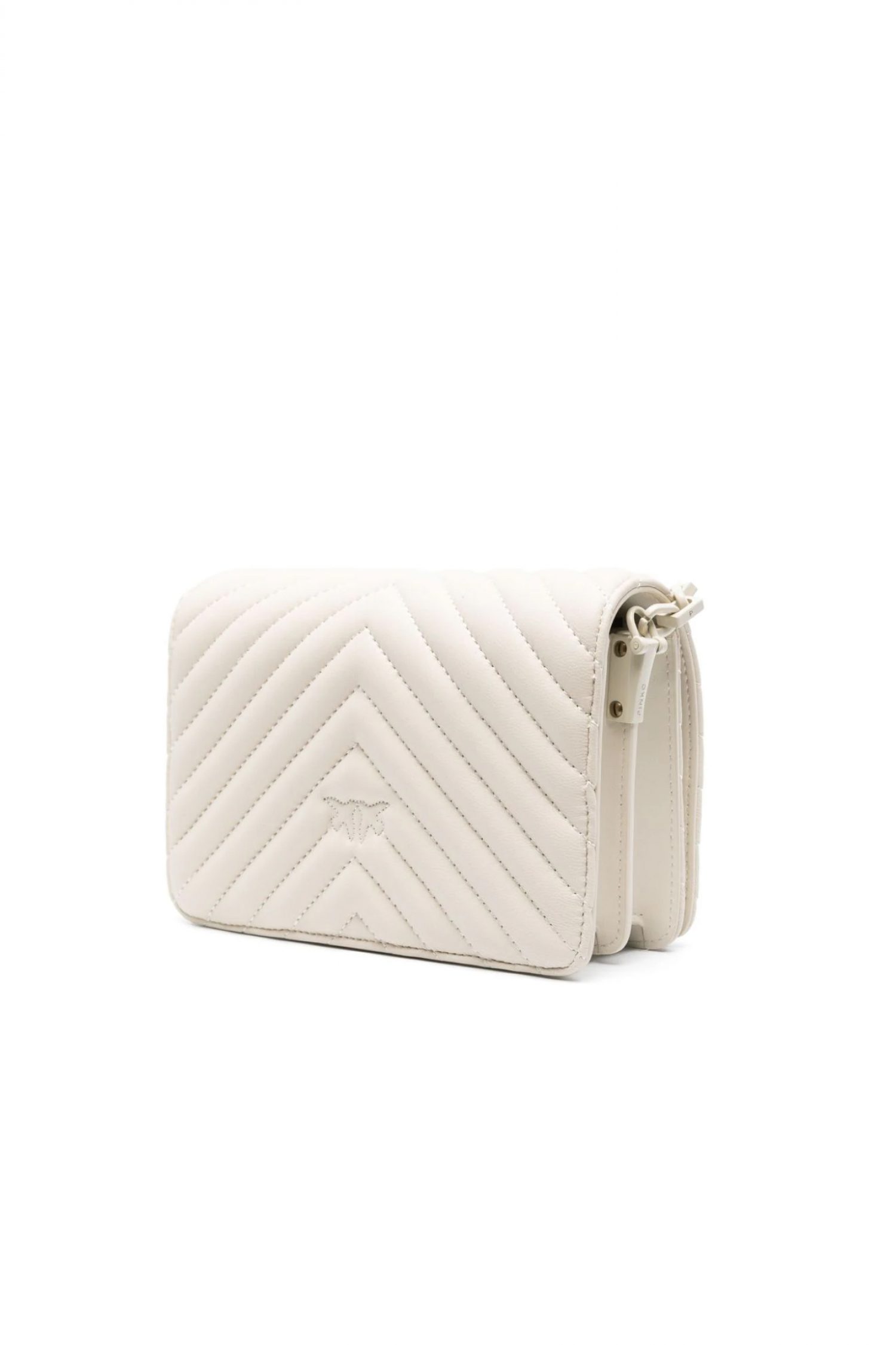 PINKO ΤΣΑΝΤΑKI CROSSBODY LOVE CLICK MINI SHEEP NAPPA CHEVRON ΛΕΥΚΟ φωτογραφία