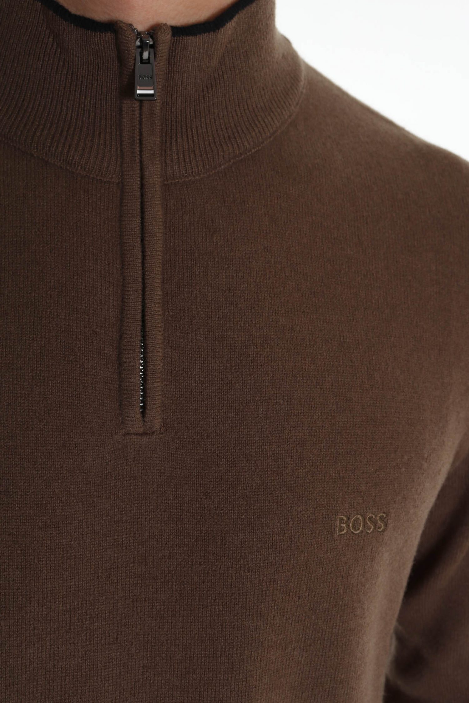 BOSS ΠΛΕΚΤΟ HALFZIP MARIO ΧΑΚΙ