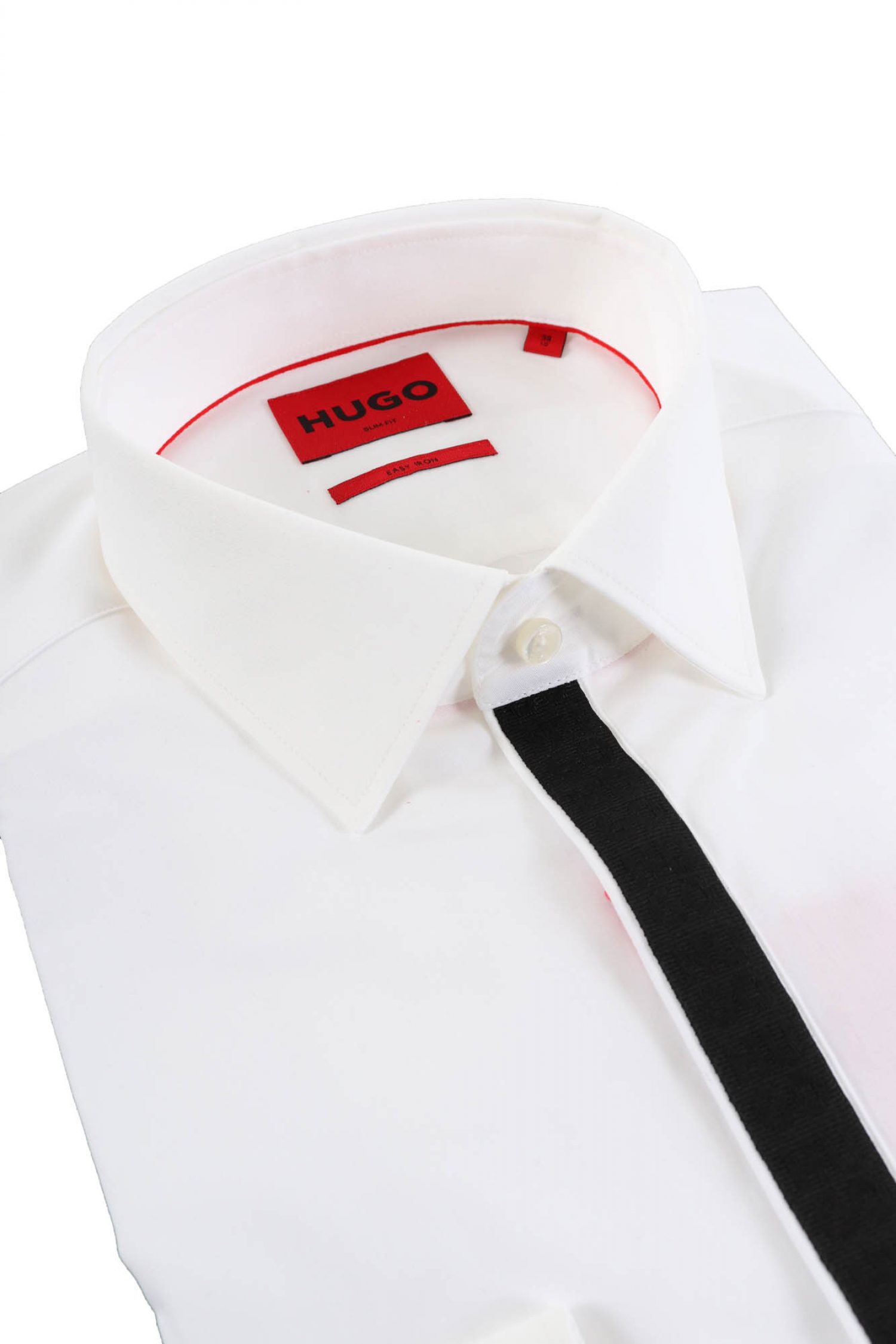 HUGO ΠΟΥΚΑΜΙΣΟ ΜΑΥΡΗ ΠΑΤΙΛΕΤΑ LOGO SLIM FIT KEIDI ΛΕΥΚΟ