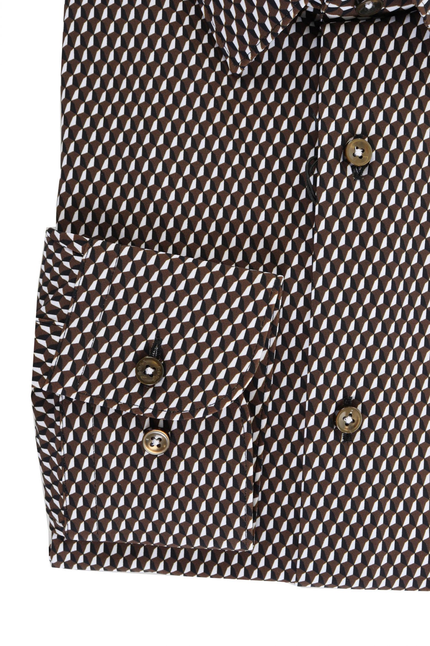 BOSS ΠΟΥΚΑΜΙΣΟ SLIM FIT ΜΙΚΡΟΣΧΕΔΙΟ P-HANK-S-KENT-C1-222 ΚΑΦΕ-ΜΑΥΡΟ φωτογραφία