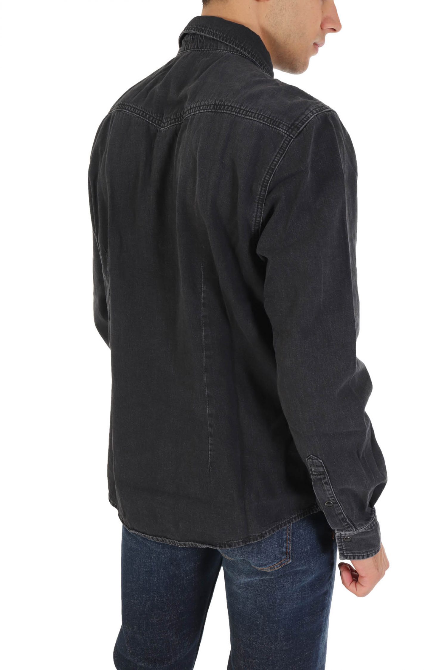 KARL LAGERFELD ΠΟΥΚΑΜΙΣΟ OVERSIZE JEANS POCKETS ΜΑΥΡΟ