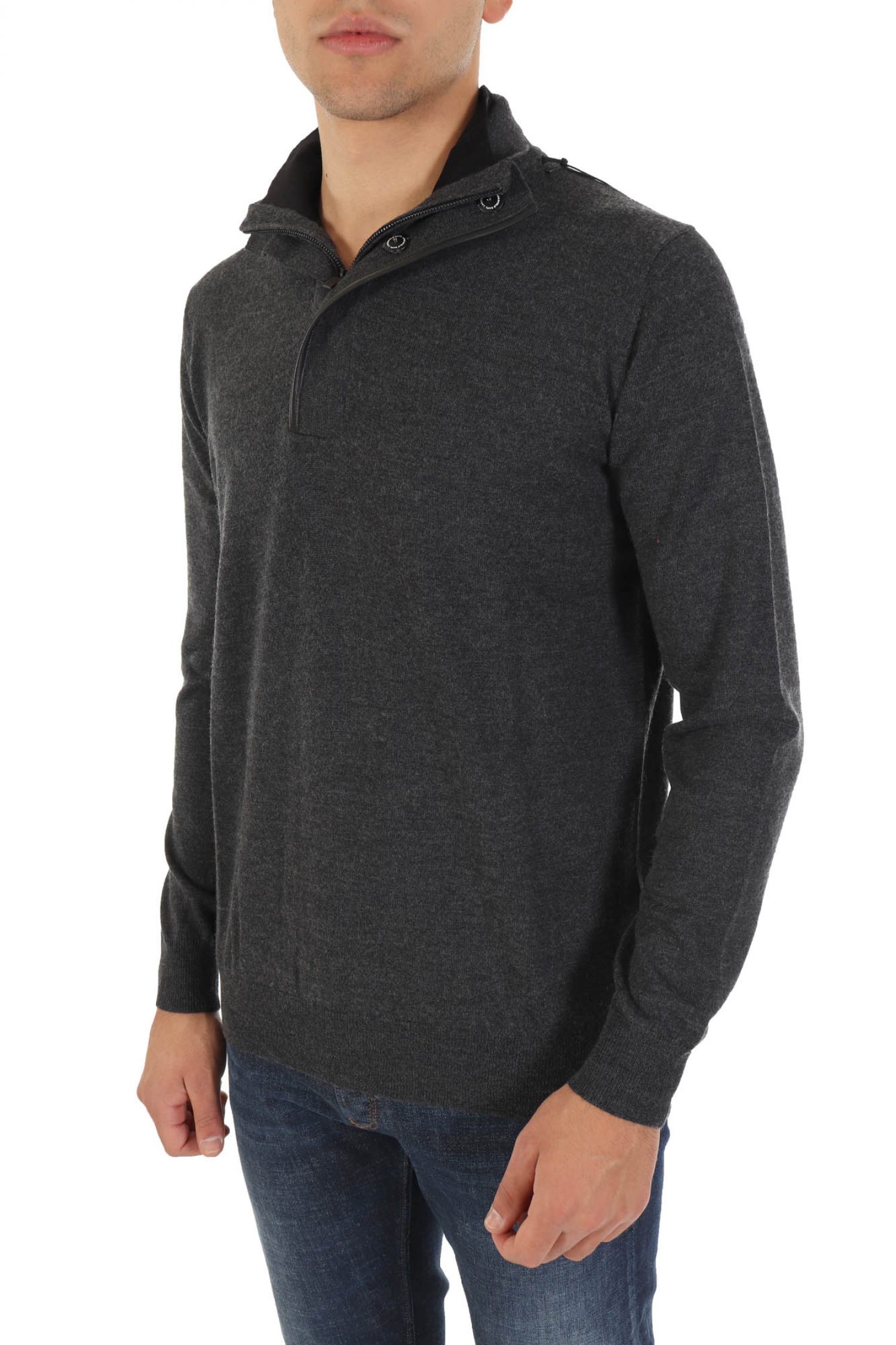 KARL LAGERFELD ΠΛΕΚΤΟ HALFBUTTON TROYER ΑΝΘΡΑΚΙ