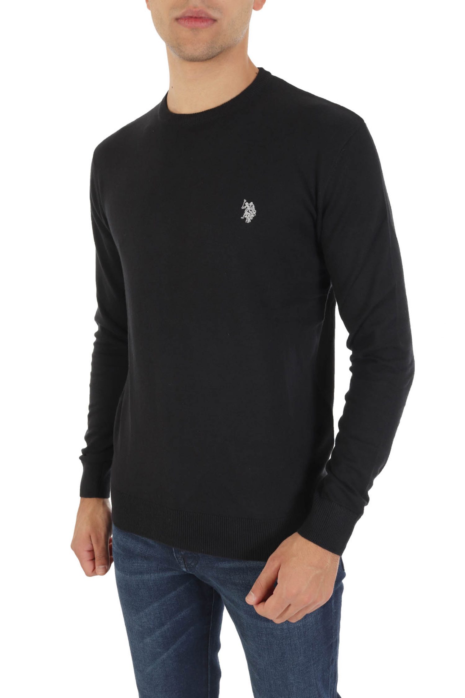 U.S. POLO ASSN ΠΛΕΚΤΟ CREW NECK LEON ΜΑΥΡΟ