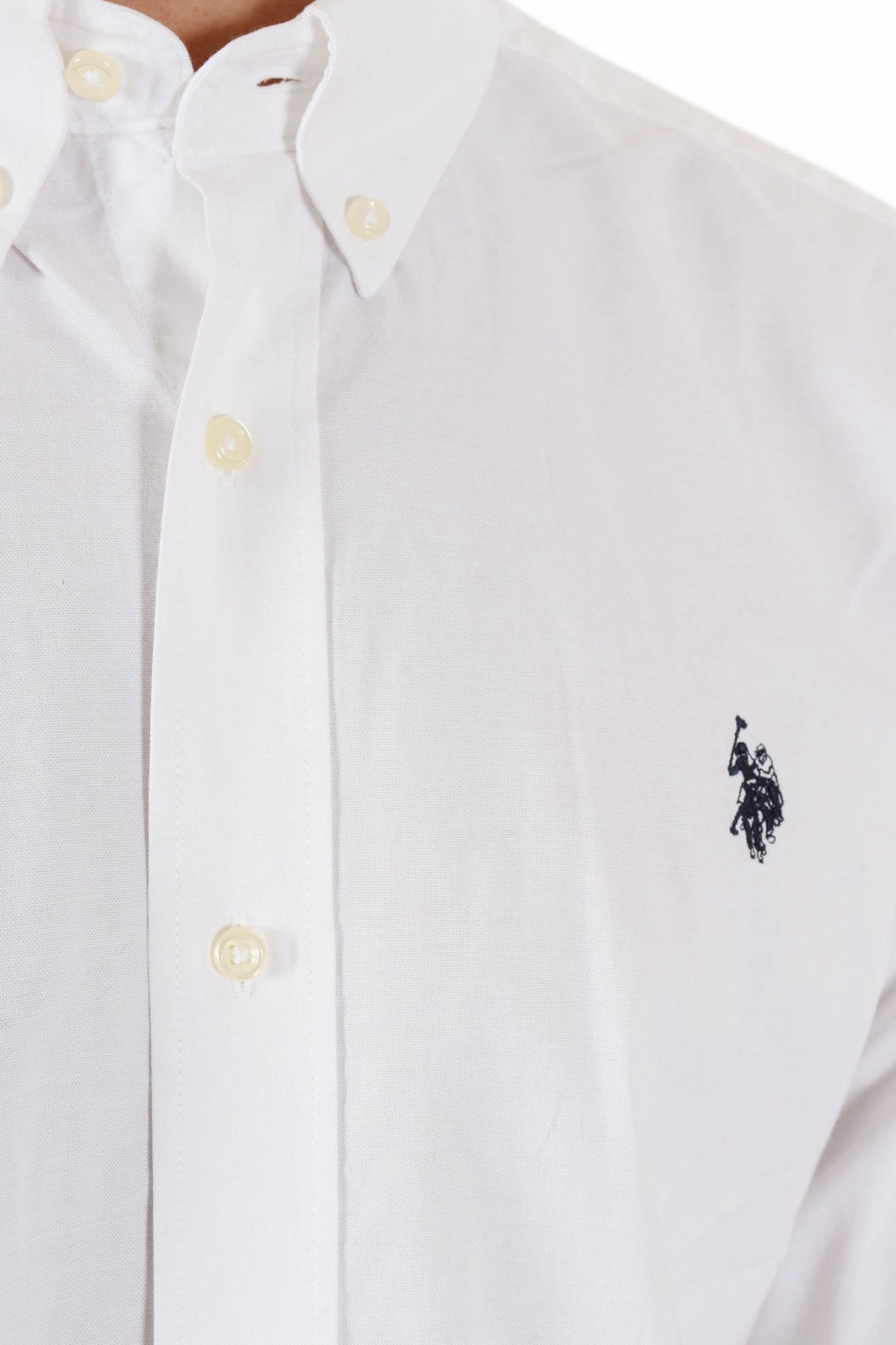 U.S. POLO ASSN ΠΟΥΚΑΜΙΣΟ BUTTON DOWN REGULAR FIT LOGO DIRK ΛΕΥΚΟ