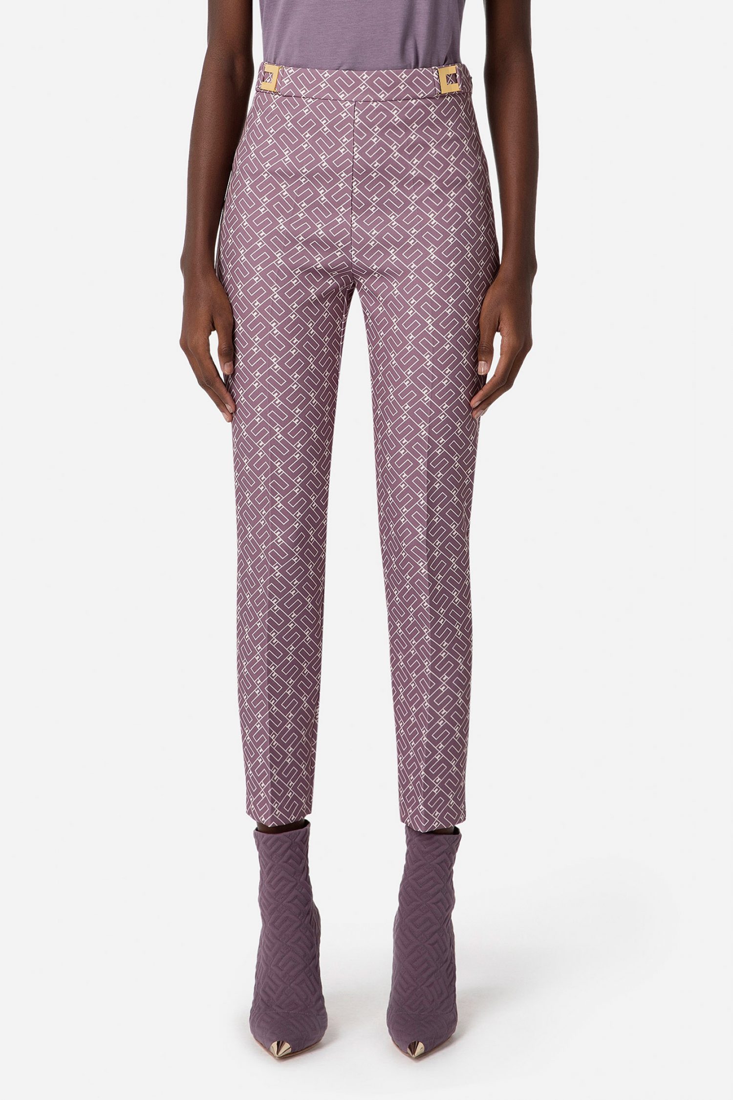 ELISABETTA FRANCHI ΠΑΝΤΕΛΟΝΙ ΨΗΛΟΜΕΣΟ LOGO ΜΩΒ φωτογραφία