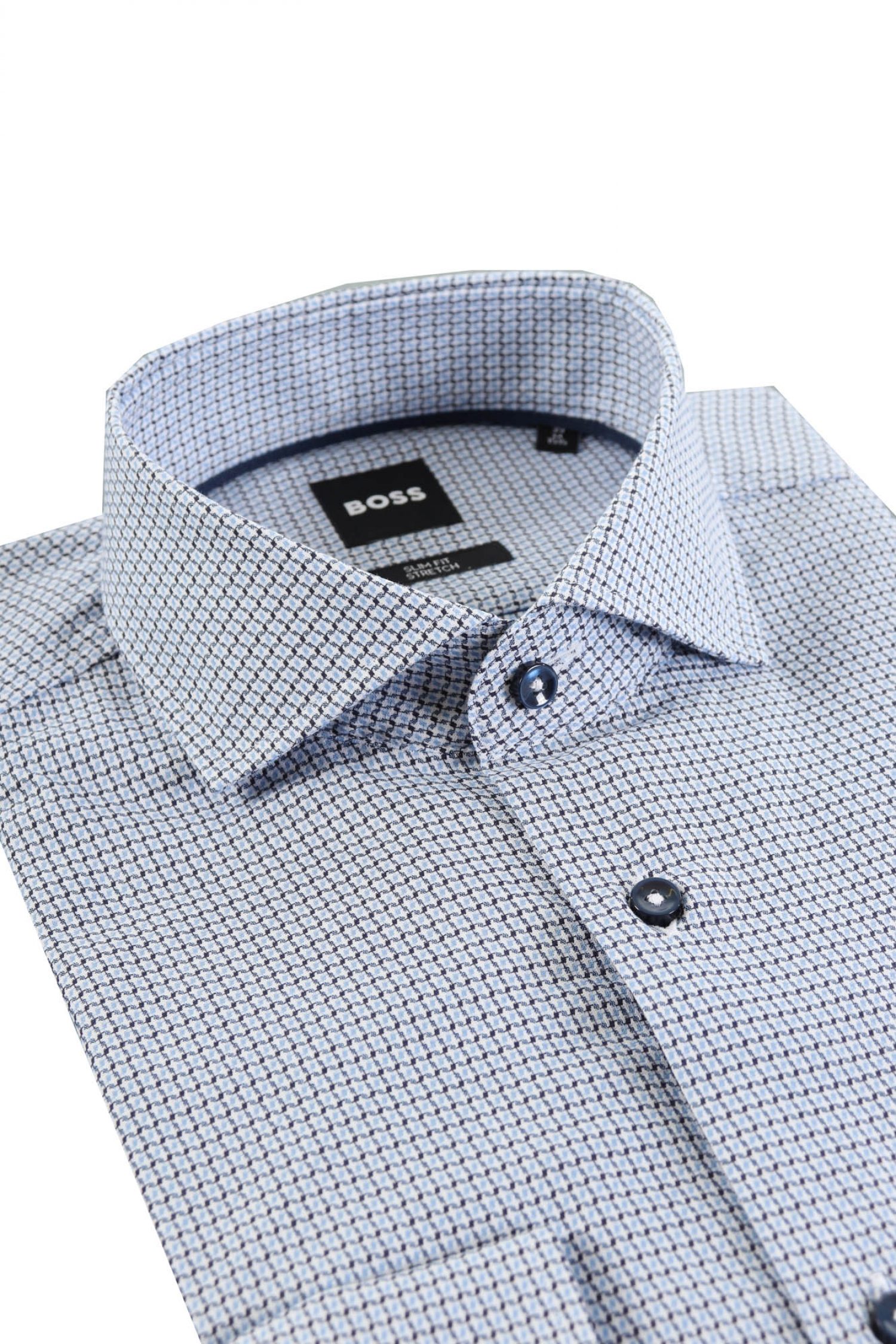 BOSS ΠΟΥΚΑΜΙΣΟ SLIM FIT STRETCH ΜΙΚΡΟΣΧΕΔΙΟ h-hank-spread-c5-233 ΣΙΕΛ φωτογραφία