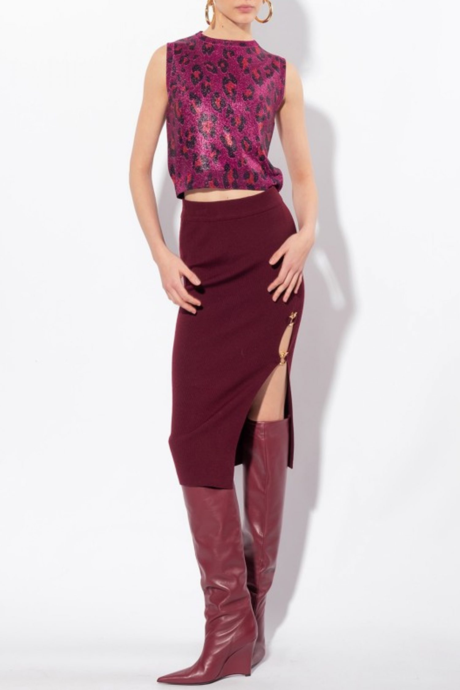 PINKO TOP CAVOLAIA ΑΜΑΝΙΚΟ ΕΜΠΡΙΜΕ ΜΑΥΡΟ/ΜΩΒ φωτογραφία