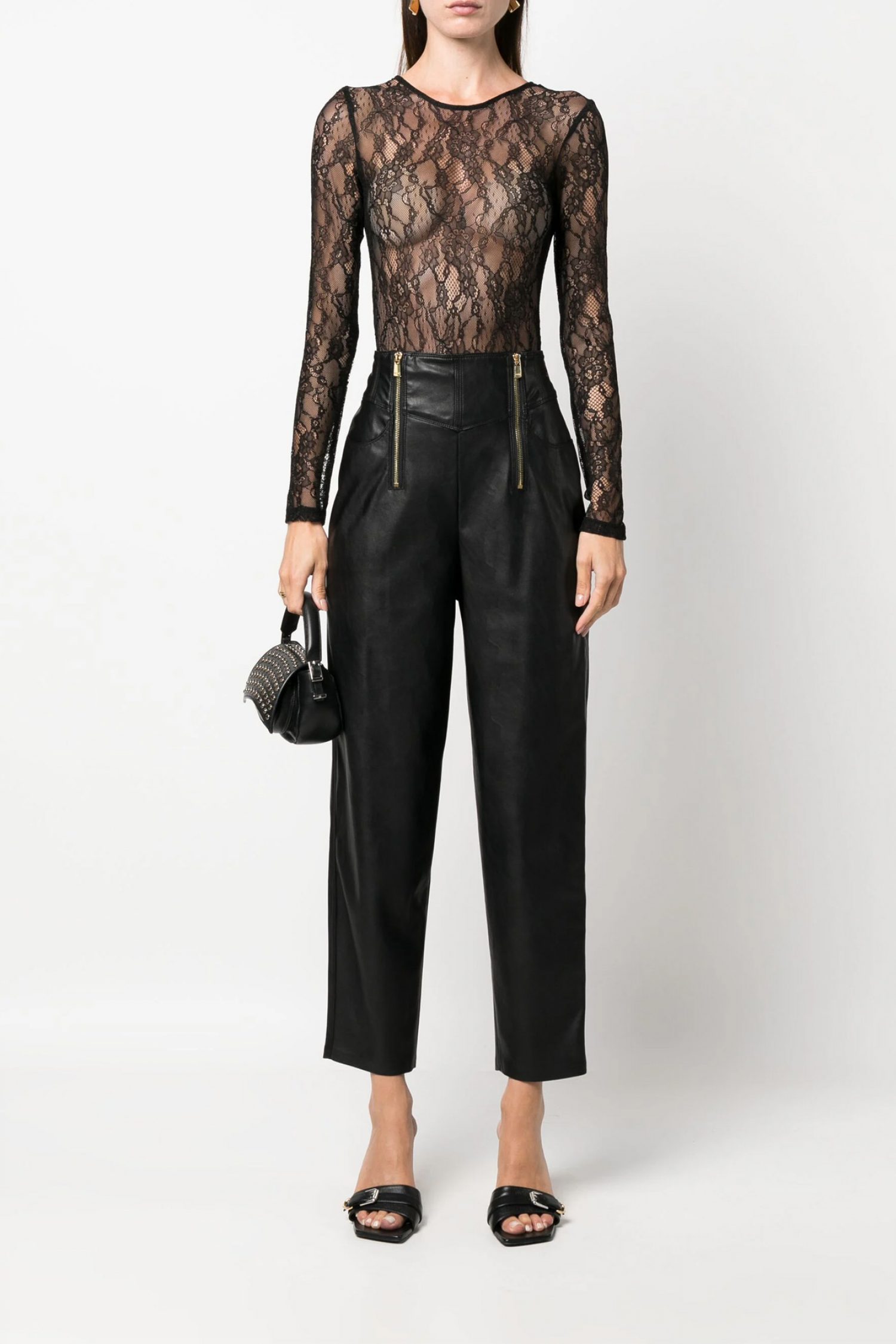 PINKO ΠΑΝΤΕΛΟΝΙ PELIN ΔΕΡΜΑΤΙΝΗ ΦΕΡΜΟΥΑΡ ΜΑΥΡΟ φωτογραφία