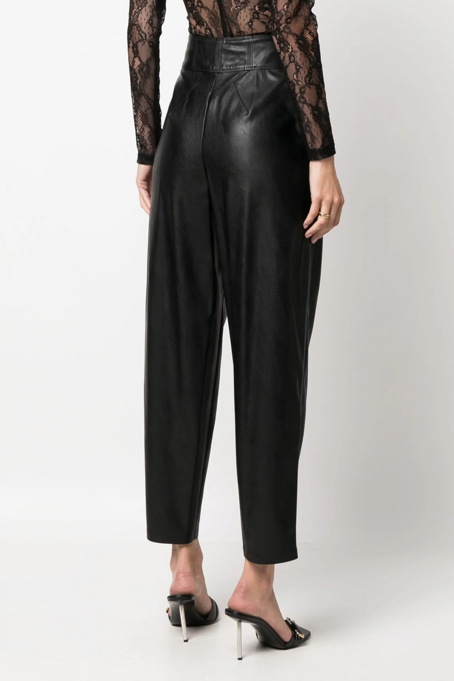 PINKO ΠΑΝΤΕΛΟΝΙ PELIN ΔΕΡΜΑΤΙΝΗ ΦΕΡΜΟΥΑΡ ΜΑΥΡΟ φωτογραφία