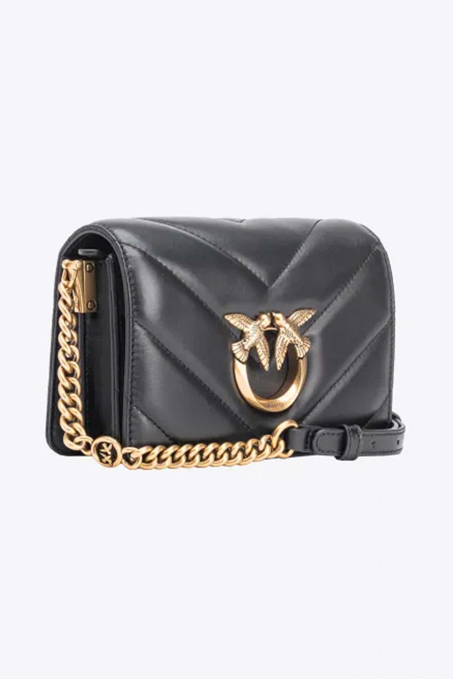 PINKO ΤΣΑΝΤΑΚΙ LOVE CLICK MINI SHEEP NAPPA BIG CHEVRON ΜΑΥΡΟ φωτογραφία