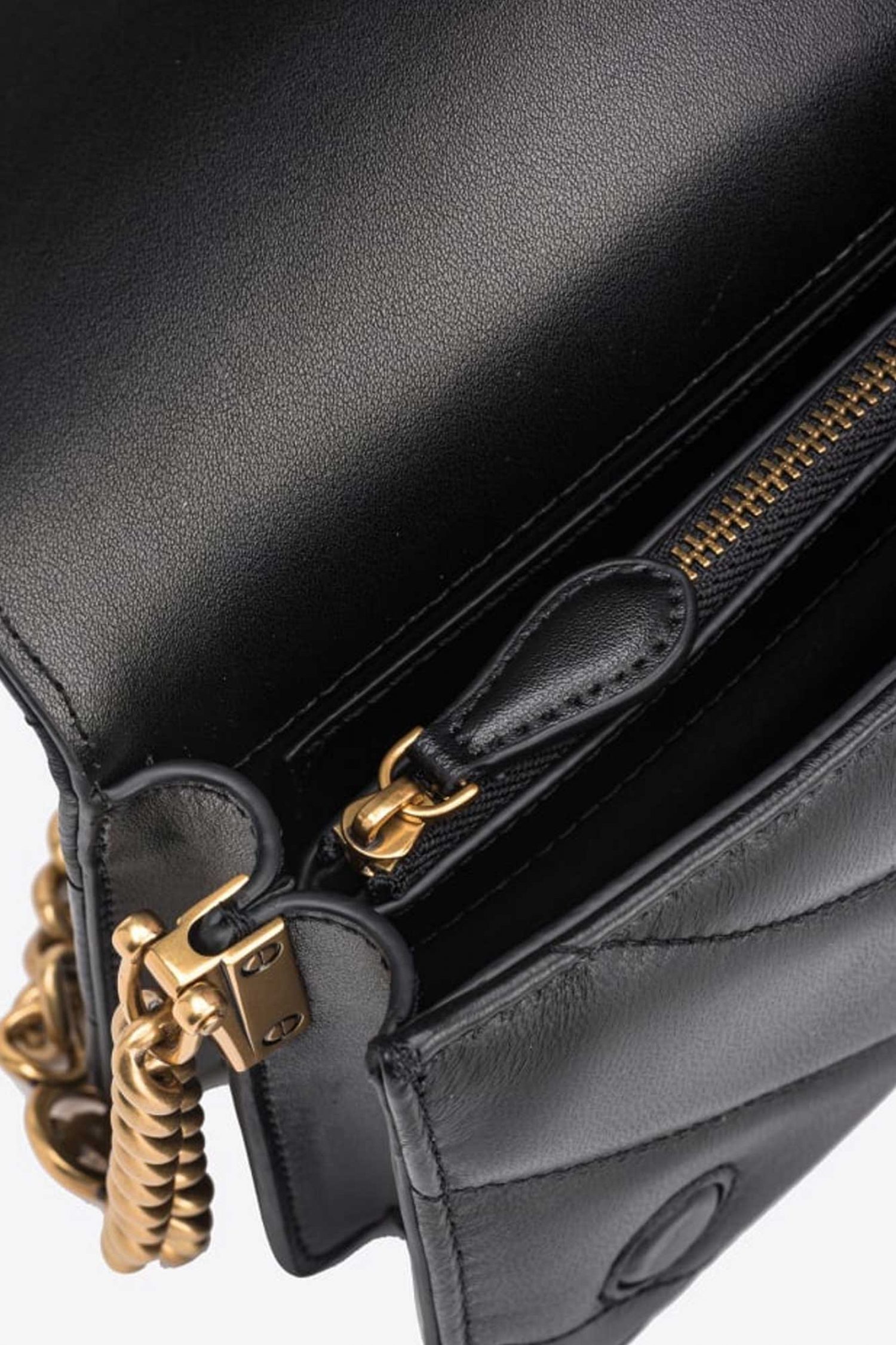 PINKO ΤΣΑΝΤΑΚΙ LOVE CLICK MINI SHEEP NAPPA BIG CHEVRON ΜΑΥΡΟ φωτογραφία