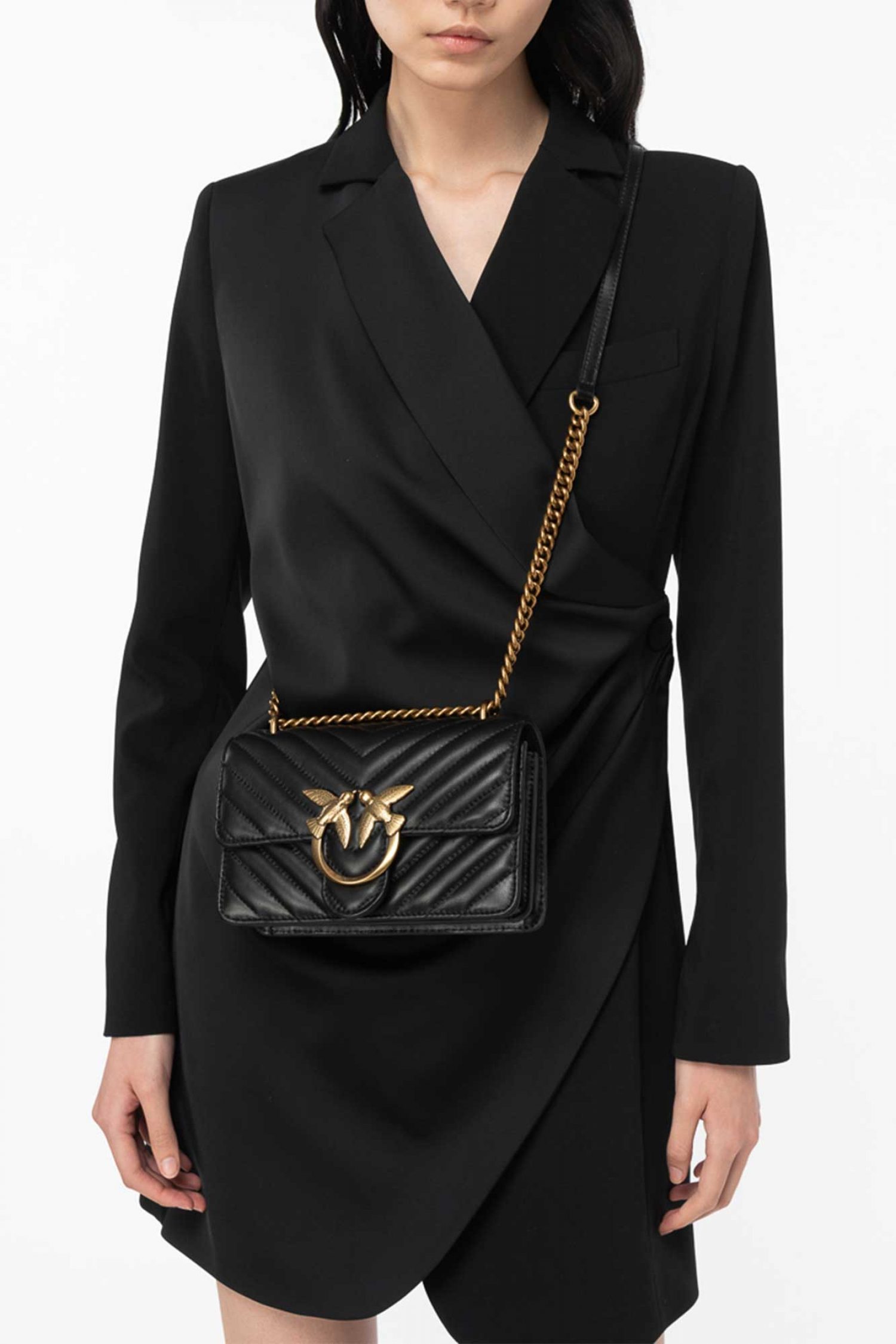 PINKO ΤΣΑΝΤΑΚΙ CROSSBODY LOVE ONE MINI DC LOGO ΜΑΥΡΟ φωτογραφία