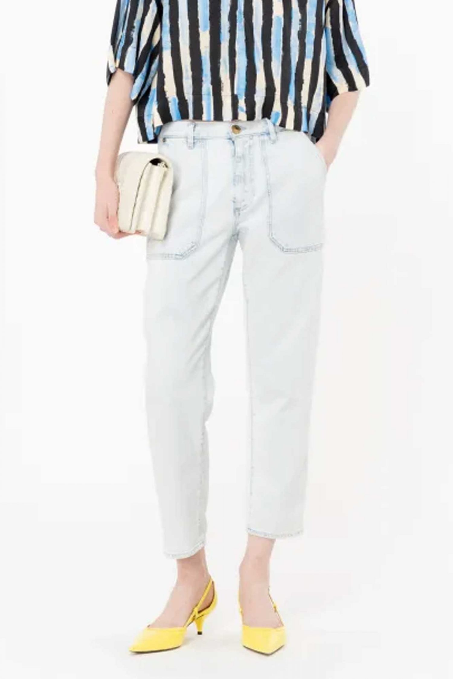 PINKO JEANS CLOE CHINO DENIM SNOW WASH MOONWASH ΜΠΛΕ ΞΕΒΑΜΜΕΝΟ φωτογραφία