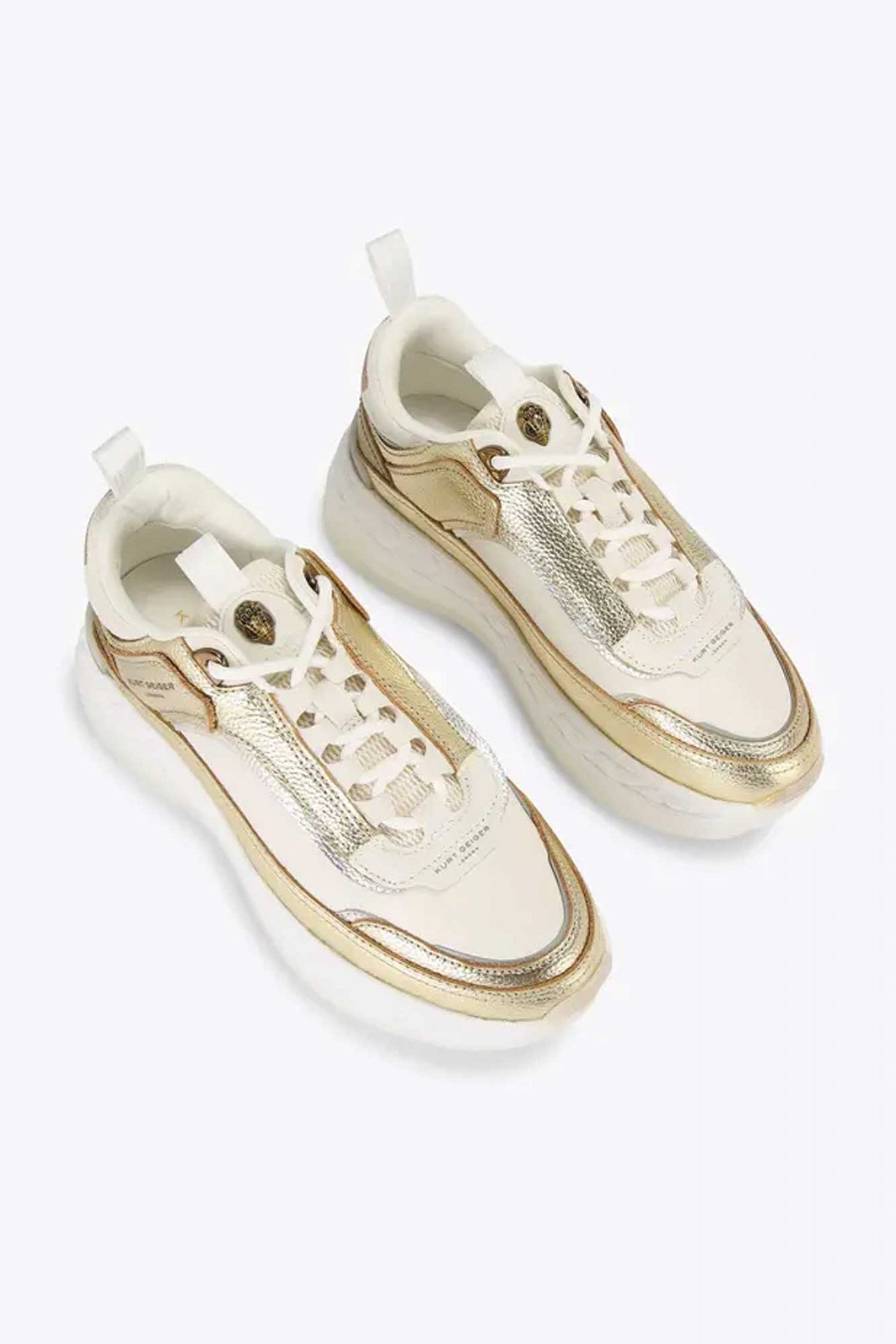 KURT GEIGER ΠΑΠΟΥΤΣΙΑ SNEAKERS KENSINGTON PUMP LOGO ΧΡΥΣΟ / ΛΕΥΚΟ φωτογραφία