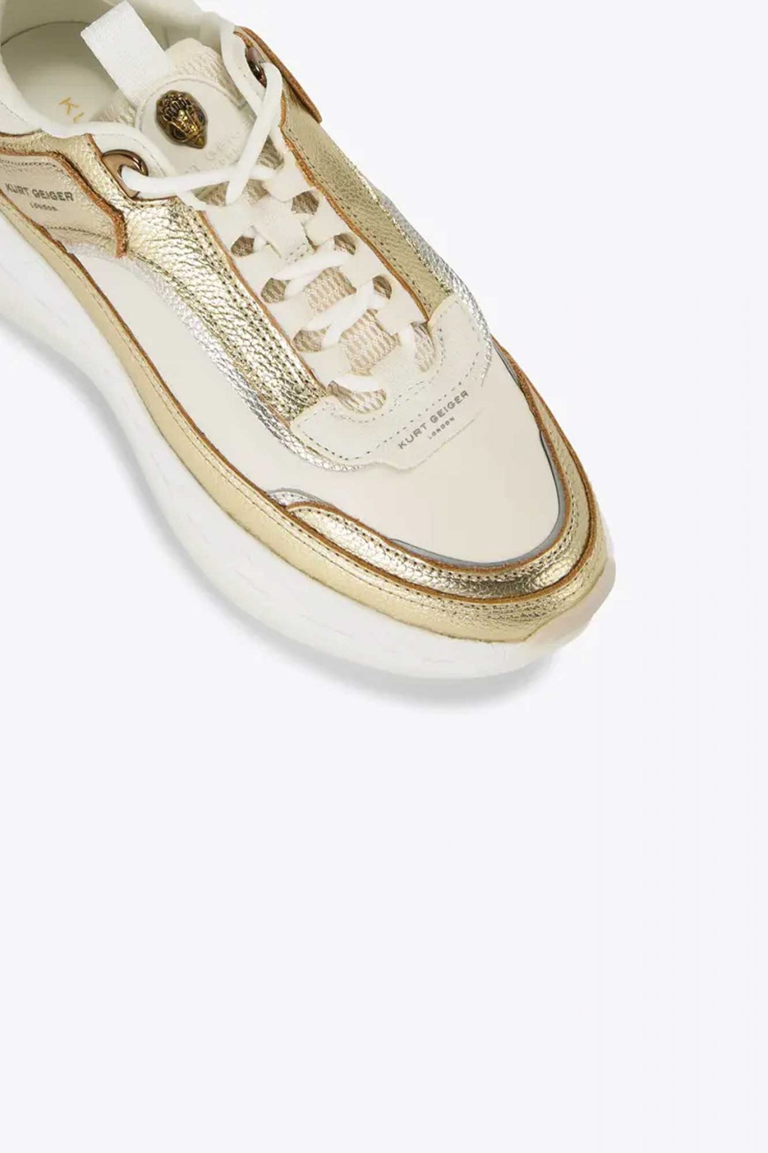 KURT GEIGER ΠΑΠΟΥΤΣΙΑ SNEAKERS KENSINGTON PUMP LOGO ΧΡΥΣΟ / ΛΕΥΚΟ φωτογραφία