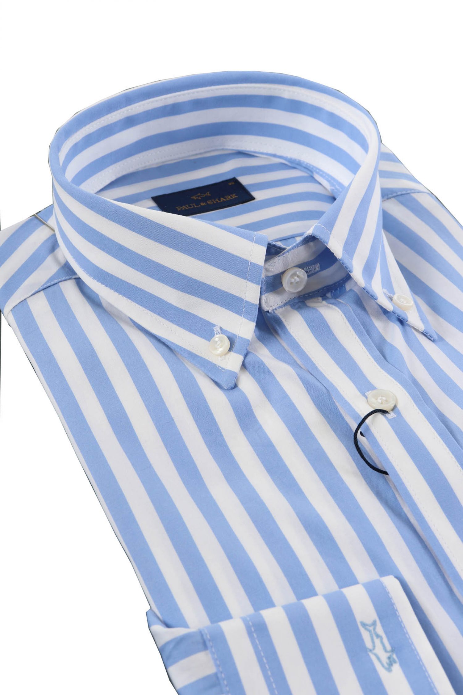 PAUL&SHARK ΠΟΥΚΑΜΙΣΟ BUTTON DOWN ΡΙΓΕ ΛΕΥΚΟ-ΣΙΕΛ φωτογραφία