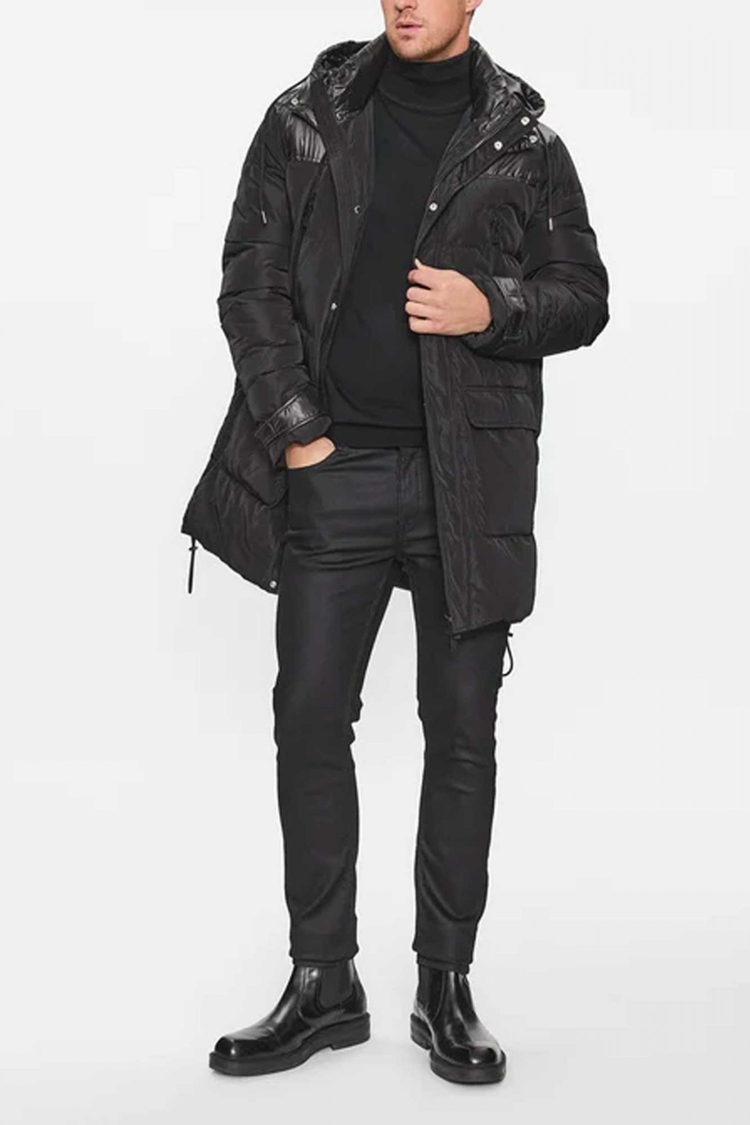 KARL LAGERFELD ΜΠΟΥΦΑΝ ΦΟΥΣΚΩΤΟ ΑΠΟΣΠΩΜΕΝΗ ΚΟΥΚΟΥΛΑ LOGO ΜΑΥΡΟ