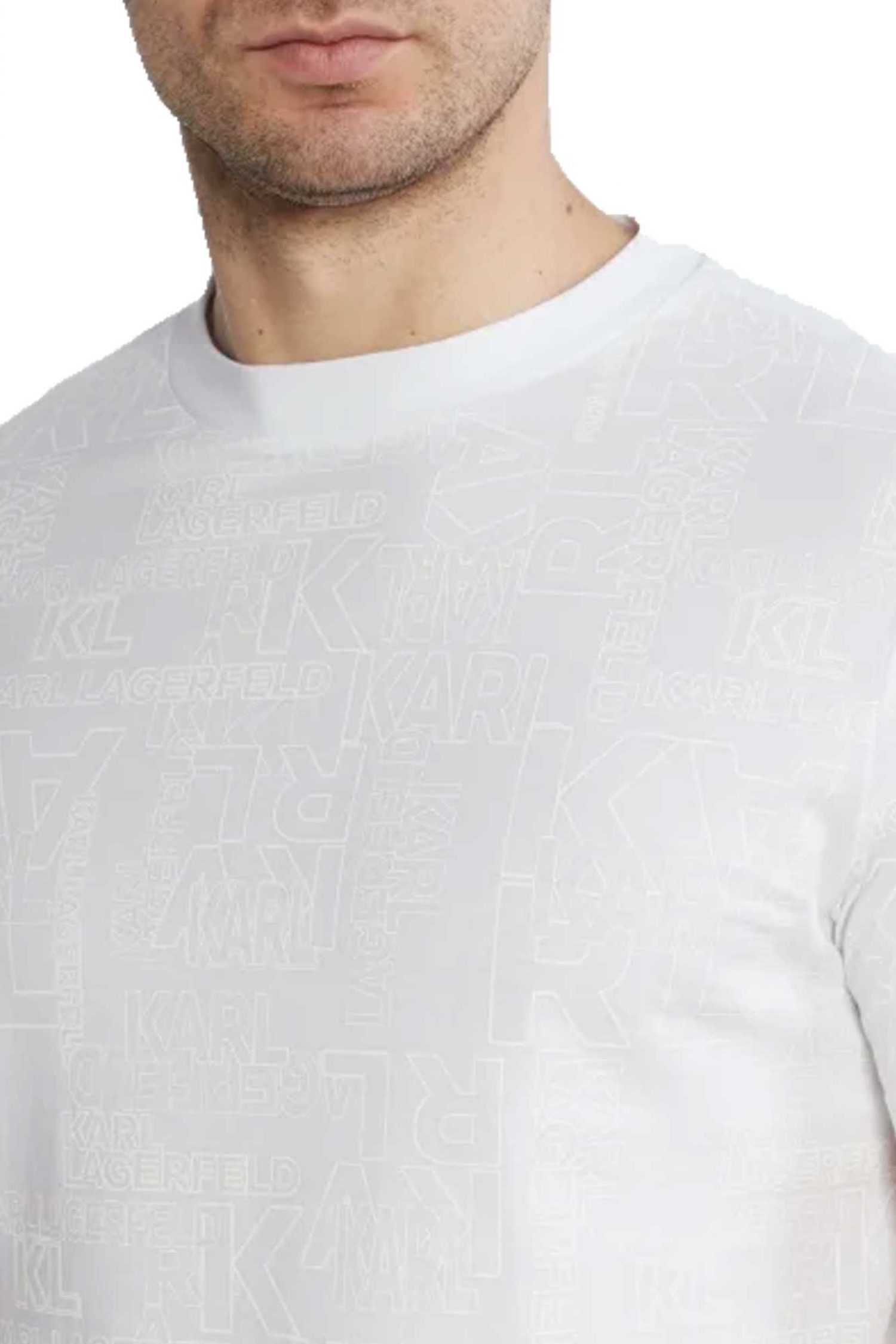 KARL LAGERFELD T-SHIRT ALL OVER LOGO ΛΕΥΚΟ φωτογραφία