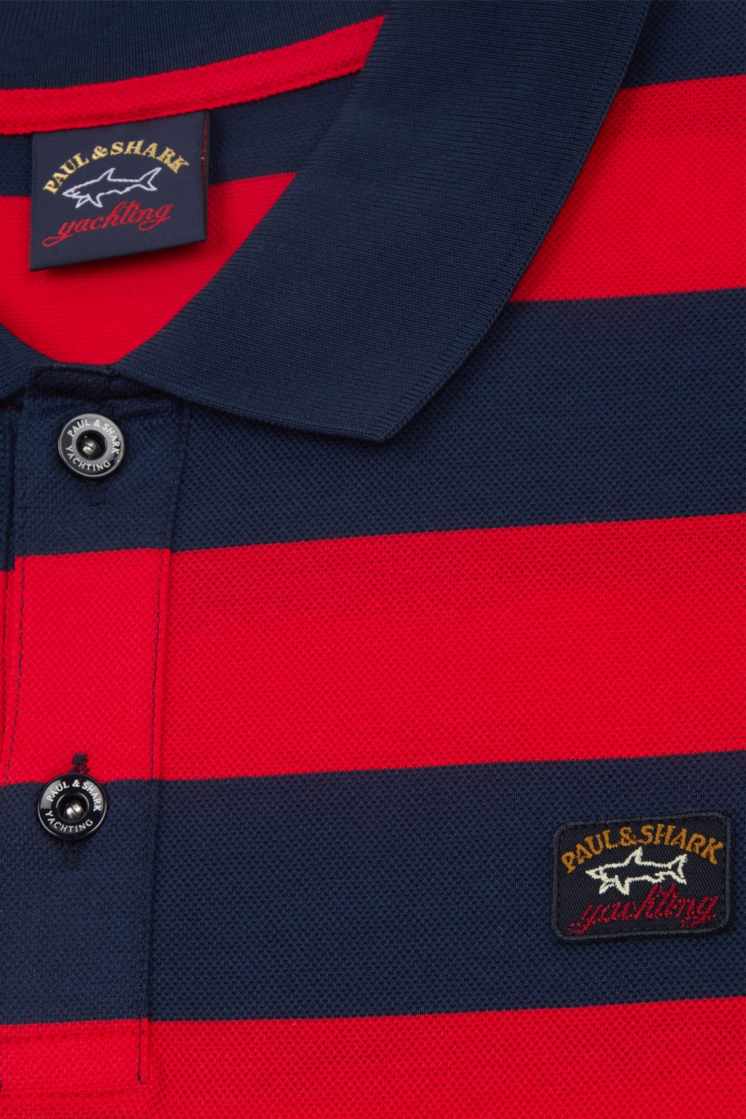 PAUL&SHARK POLO LOGO DOUBLE MERCERIZED ΡΙΓΕ KOKKINO-ΜΠΛΕ φωτογραφία