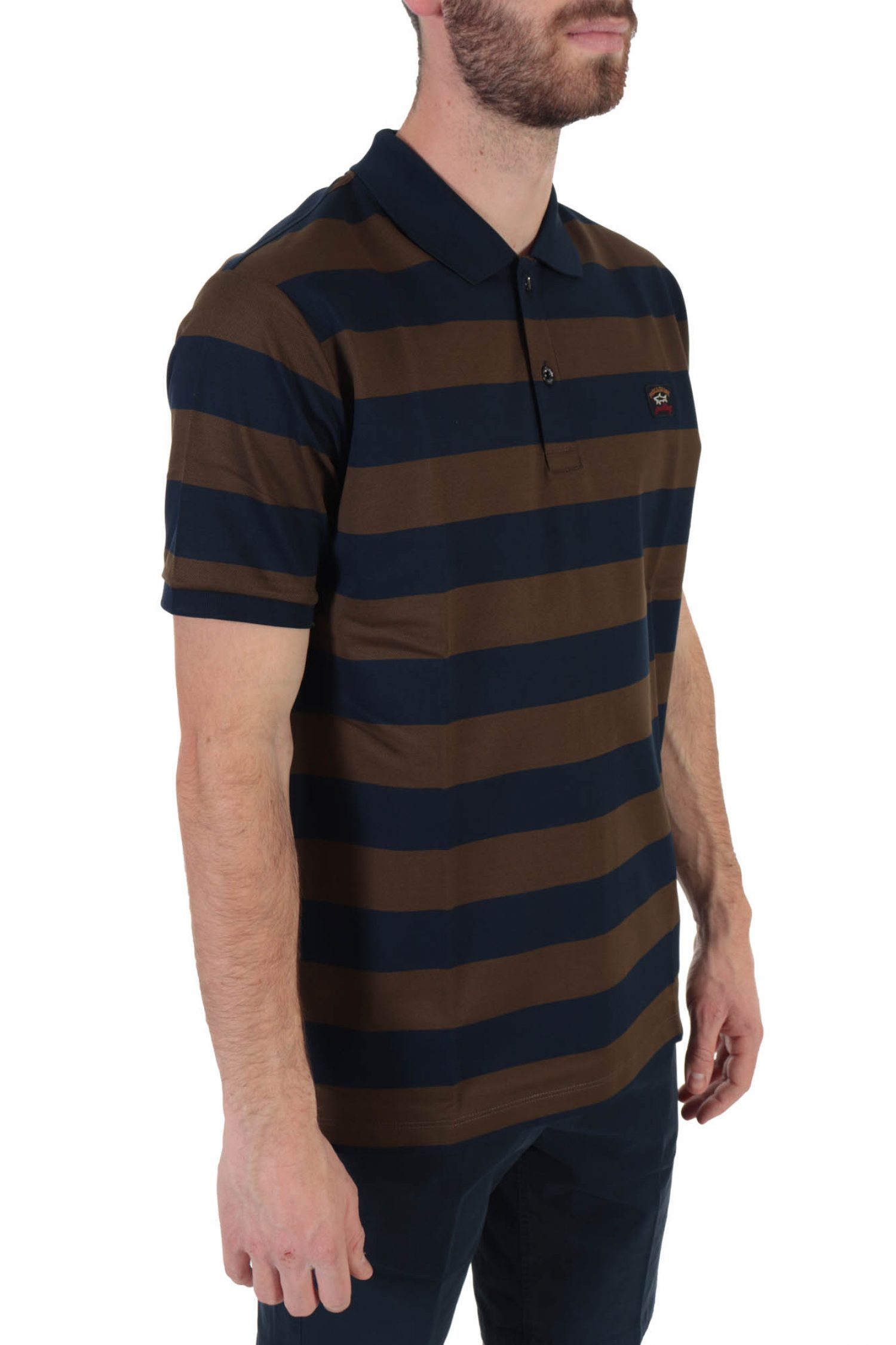 PAUL&SHARK POLO LOGO DOUBLE MERCERIZED ΡΙΓΕ ΛΑΔΙ-ΜΠΛΕ φωτογραφία