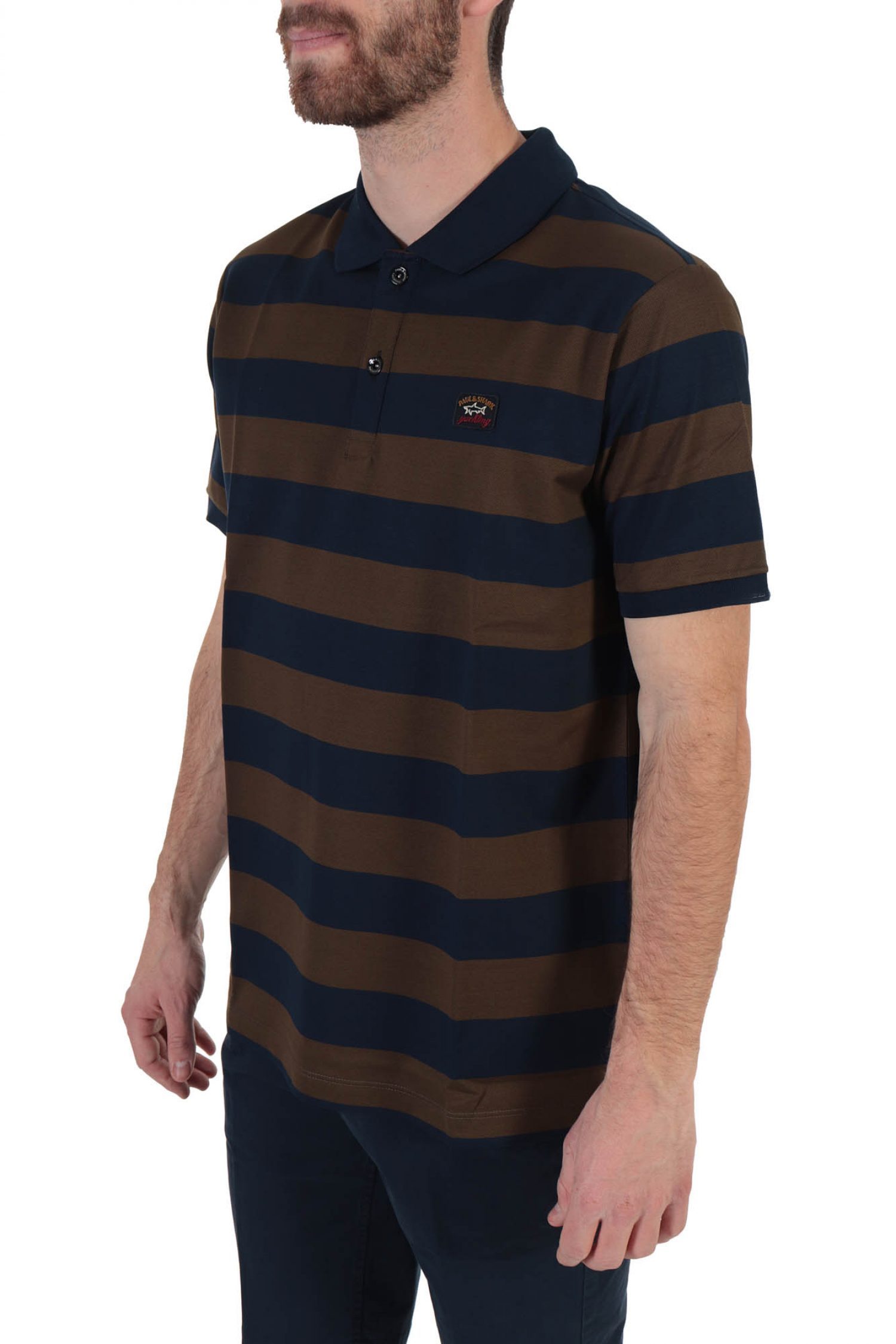 PAUL&SHARK POLO LOGO DOUBLE MERCERIZED ΡΙΓΕ ΛΑΔΙ-ΜΠΛΕ φωτογραφία