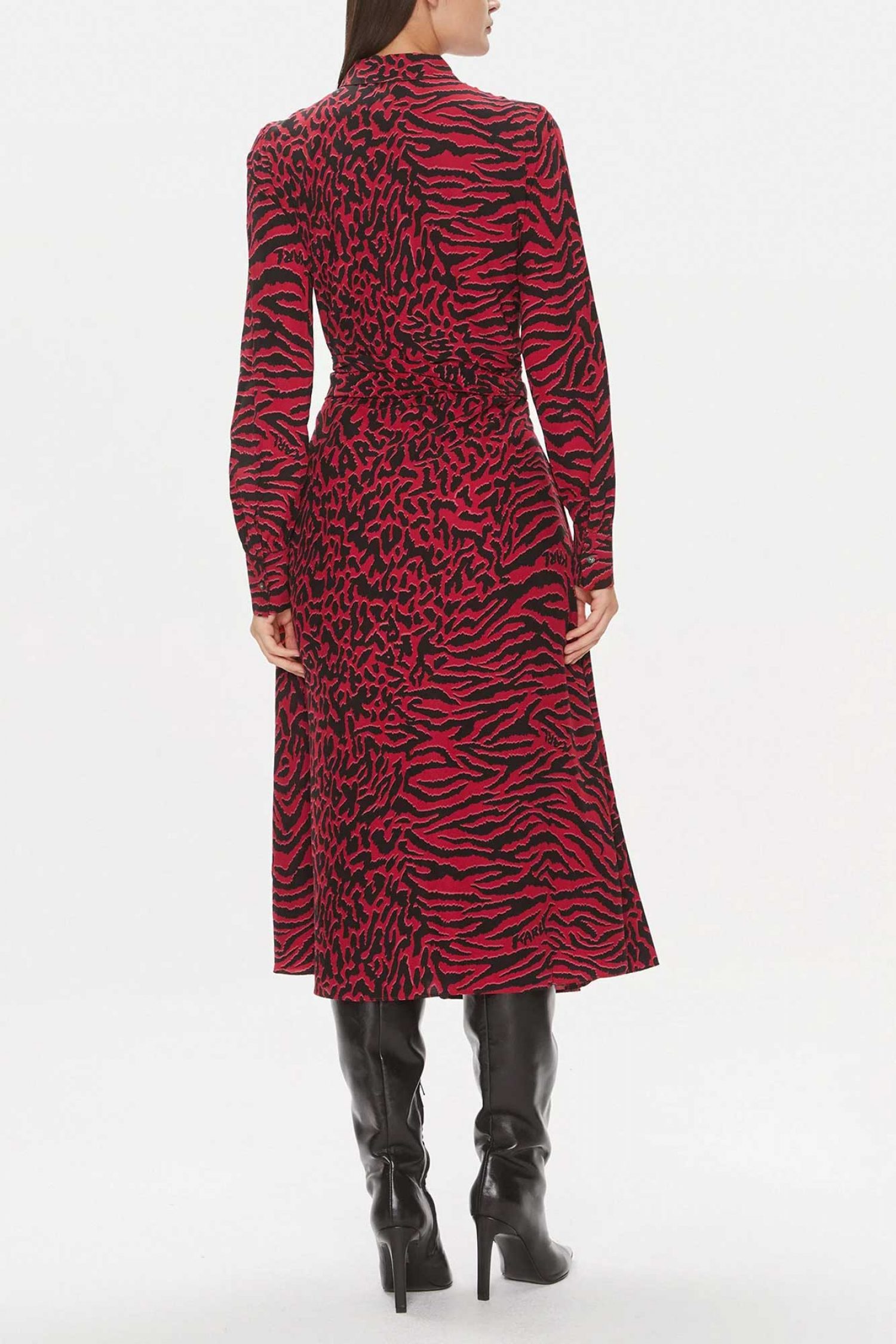 KARL LAGERFELD ΦΟΡΕΜΑ-ΠΟΥΚΑΜΙΣΟ ANIMAL PRINT ΖΩΝΗ ΚΟΚΚΙΝΟ-ΜΑΥΡΟ φωτογραφία