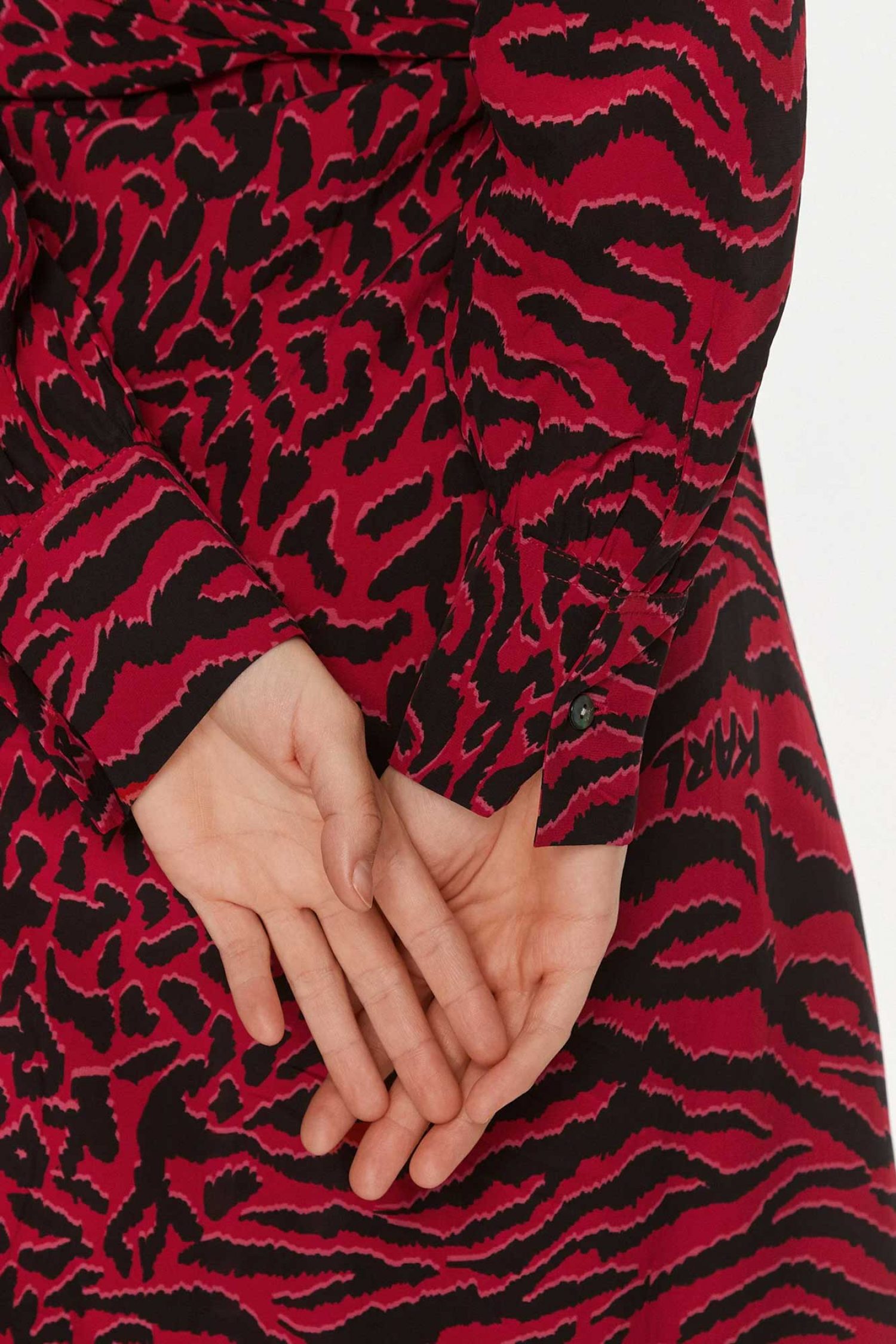 KARL LAGERFELD ΦΟΡΕΜΑ-ΠΟΥΚΑΜΙΣΟ ANIMAL PRINT ΖΩΝΗ ΚΟΚΚΙΝΟ-ΜΑΥΡΟ φωτογραφία