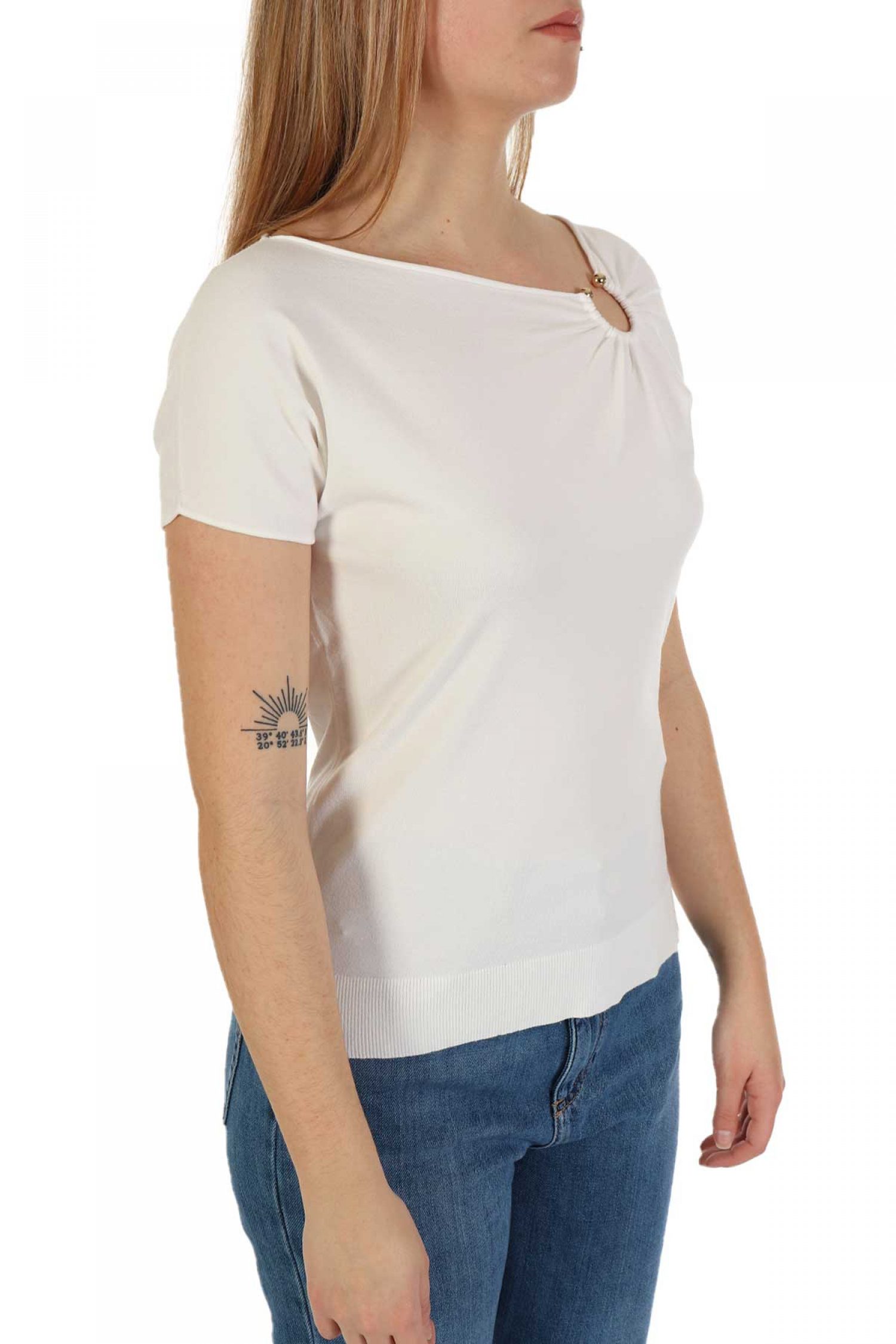 MARELLA ΜΠΛΟΥΖΑ BAOBAB ΛΕΠΤΟΜΕΡΕΙΑ ΛΑΙΜΟΣ ΛΕΥΚΟ φωτογραφία