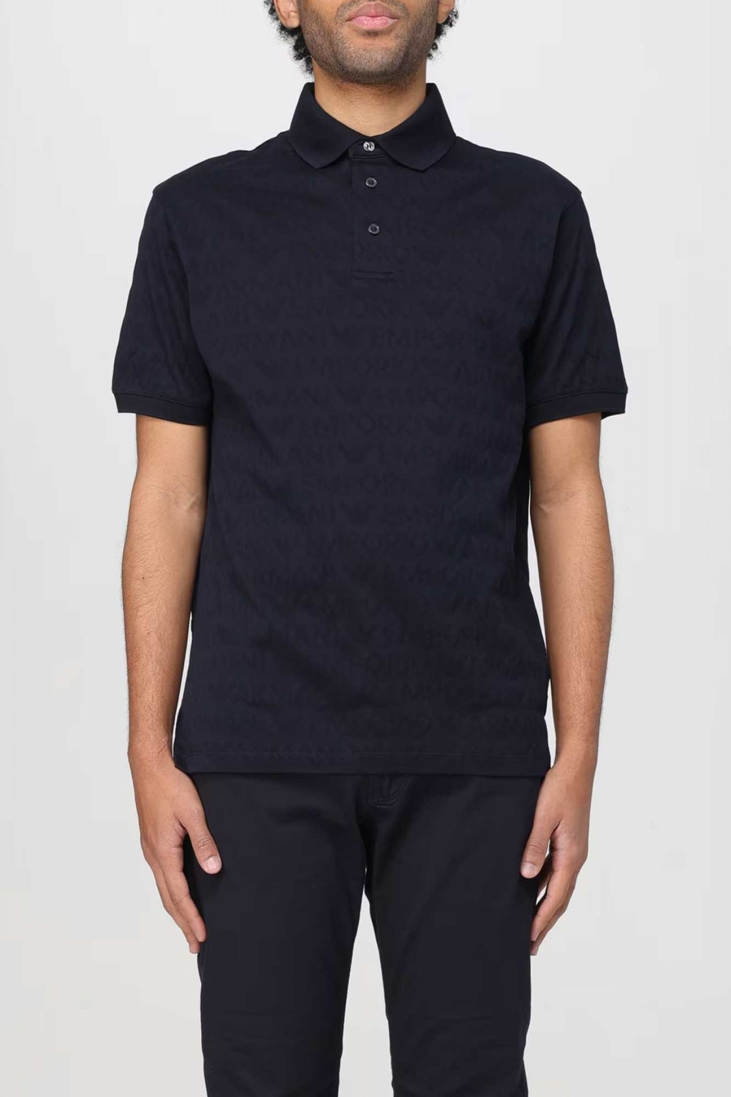 EMPORIO ARMANI POLO ALL OVER LOGO ΜΠΛΕ
