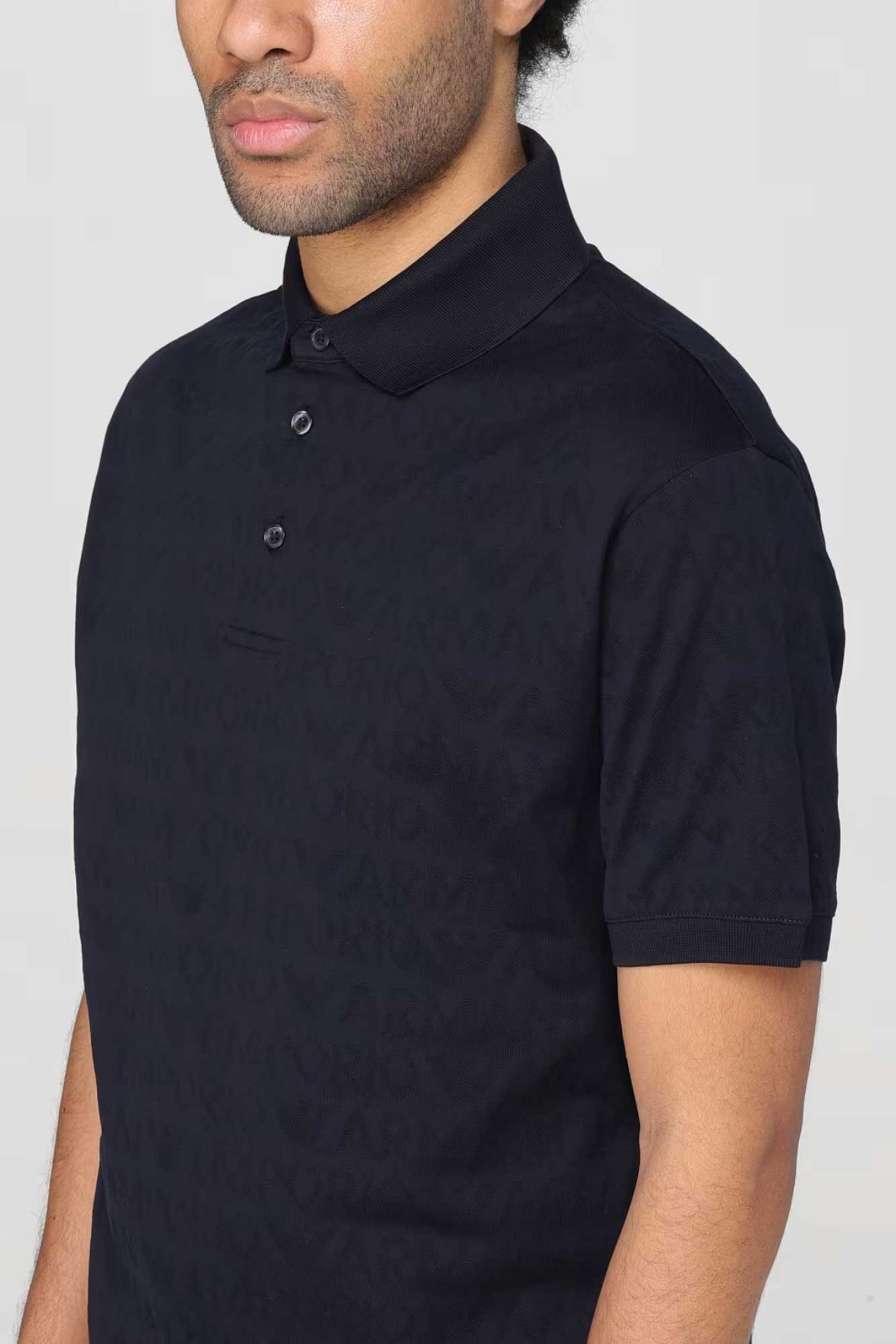 EMPORIO ARMANI POLO ALL OVER LOGO ΜΠΛΕ φωτογραφία