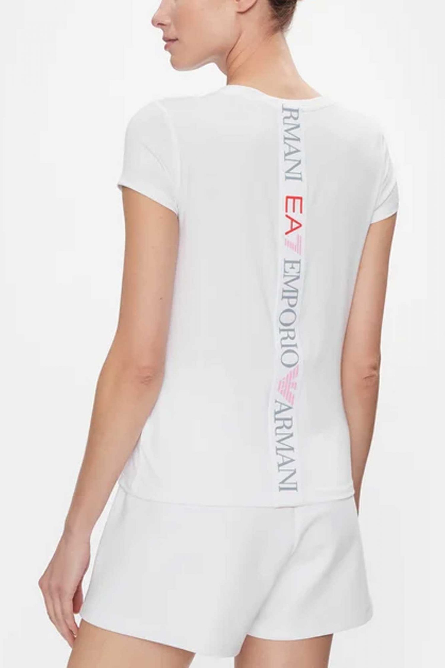 ARMANI 7 T-SHIRT LOGO ΛΕΠΤΟΜΕΡΕΙΑ ΠΛΑΤΗ ΛΕΥΚΟ φωτογραφία