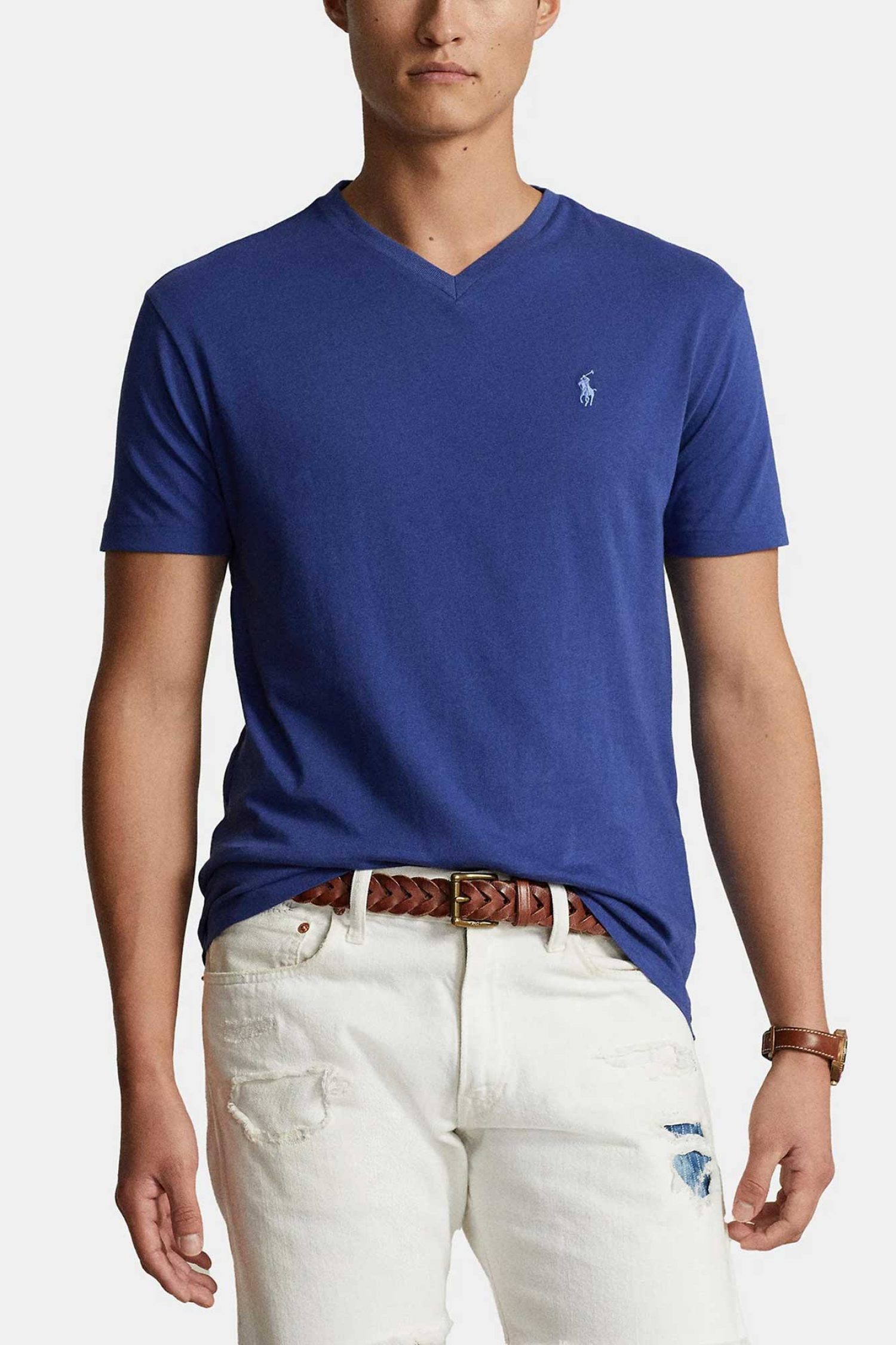 RALPH LAUREN T-SHIRT V-NECK LOGO CLASSIC FIT ΡΑΦ ΜΠΛΕ φωτογραφία