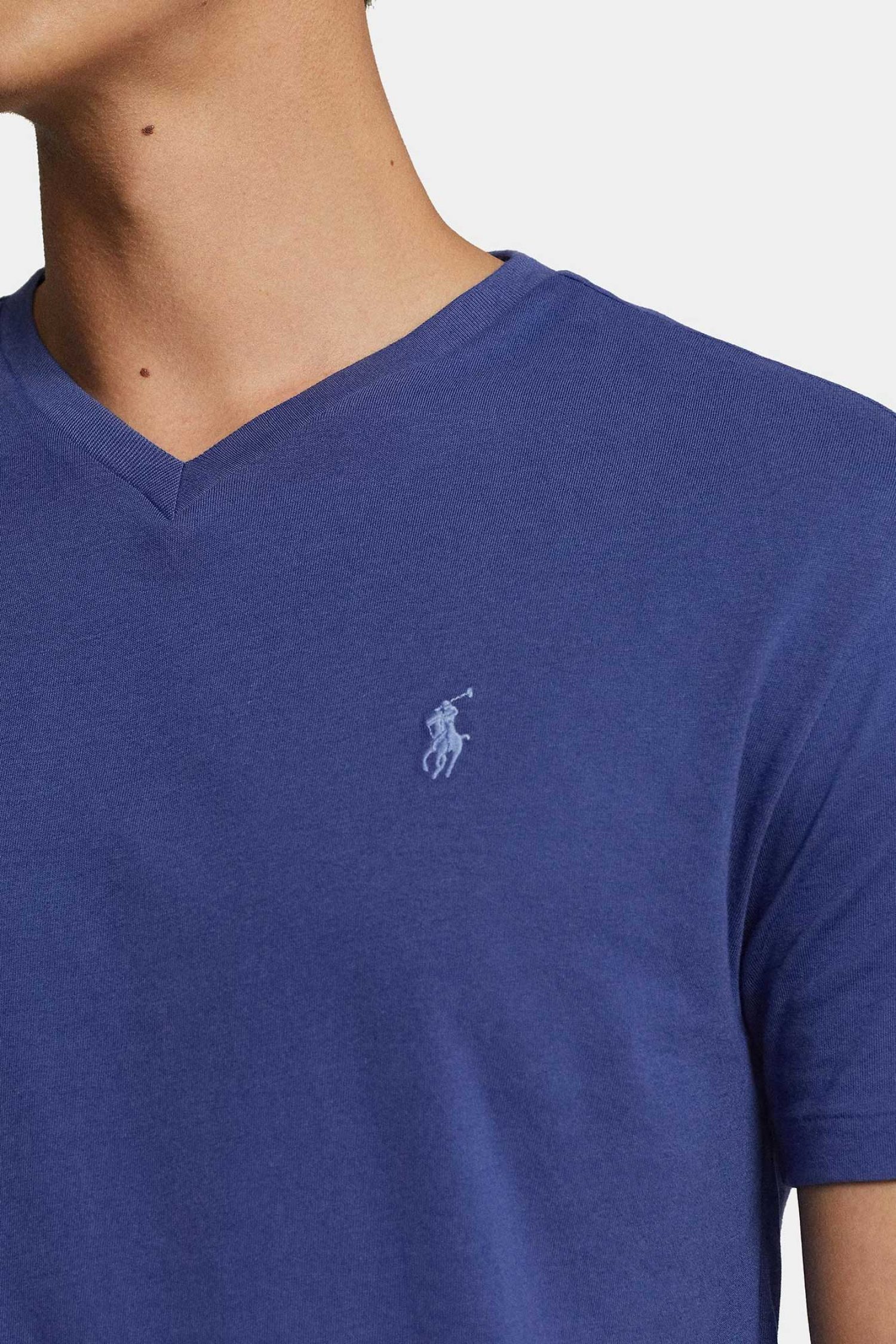 RALPH LAUREN T-SHIRT V-NECK LOGO CLASSIC FIT ΡΑΦ ΜΠΛΕ φωτογραφία
