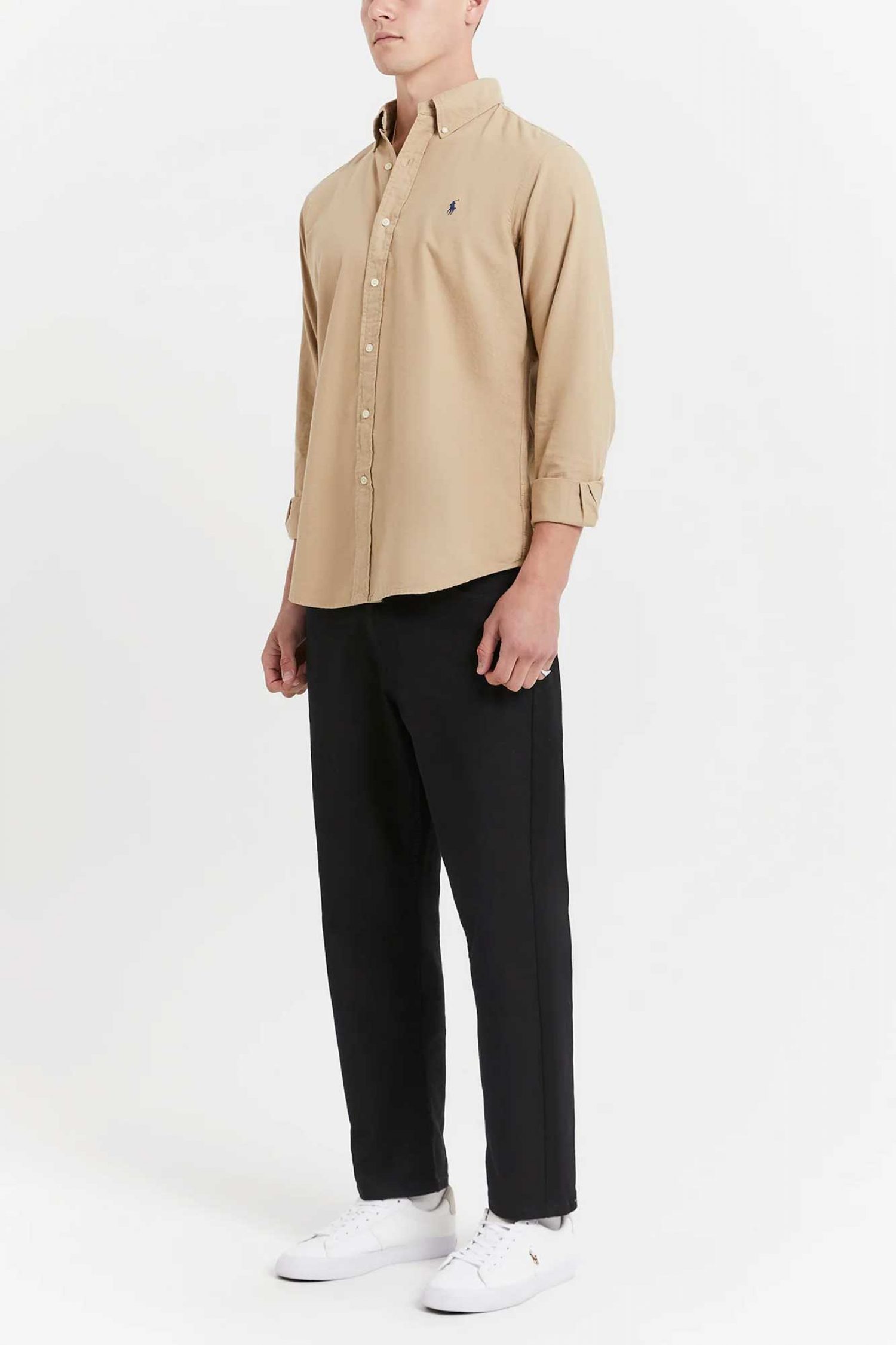 RALPH LAUREN ΠΟΥΚΑΜΙΣΟ BUTTON DOWN CUSTOM FIT LOGO ΜΠΕΖ