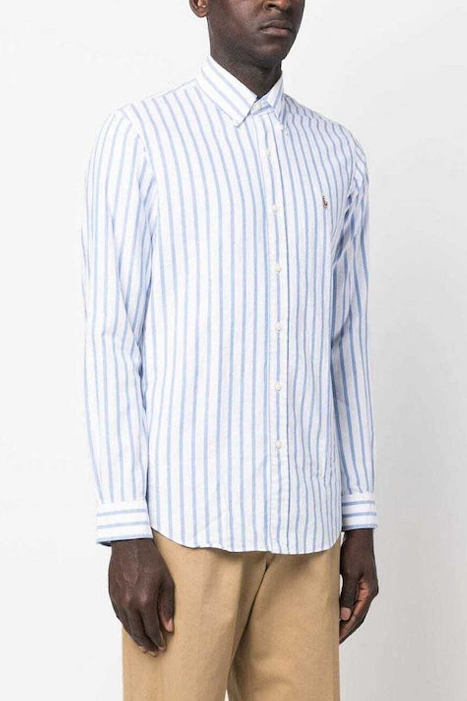 RALPH LAUREN ΠΟΥΚΑΜΙΣΟ ΡΙΓΕ BUTTON DOWN OXFORD CUSTOM FIT ΣΙΕΛ-ΛΕΥΚΟ φωτογραφία