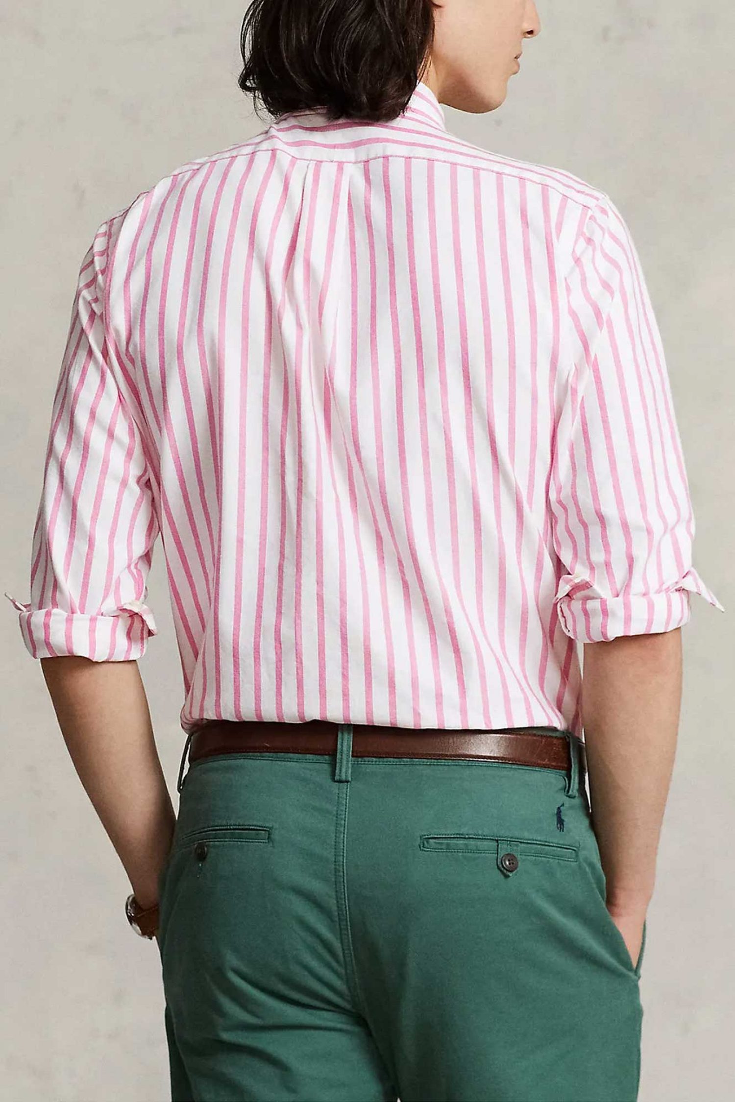 RALPH LAUREN ΠΟΥΚΑΜΙΣΟ ΡΙΓΕ BUTTON DOWN OXFORD CUSTOM FIT ΡΟΖ-ΛΕΥΚΟ φωτογραφία