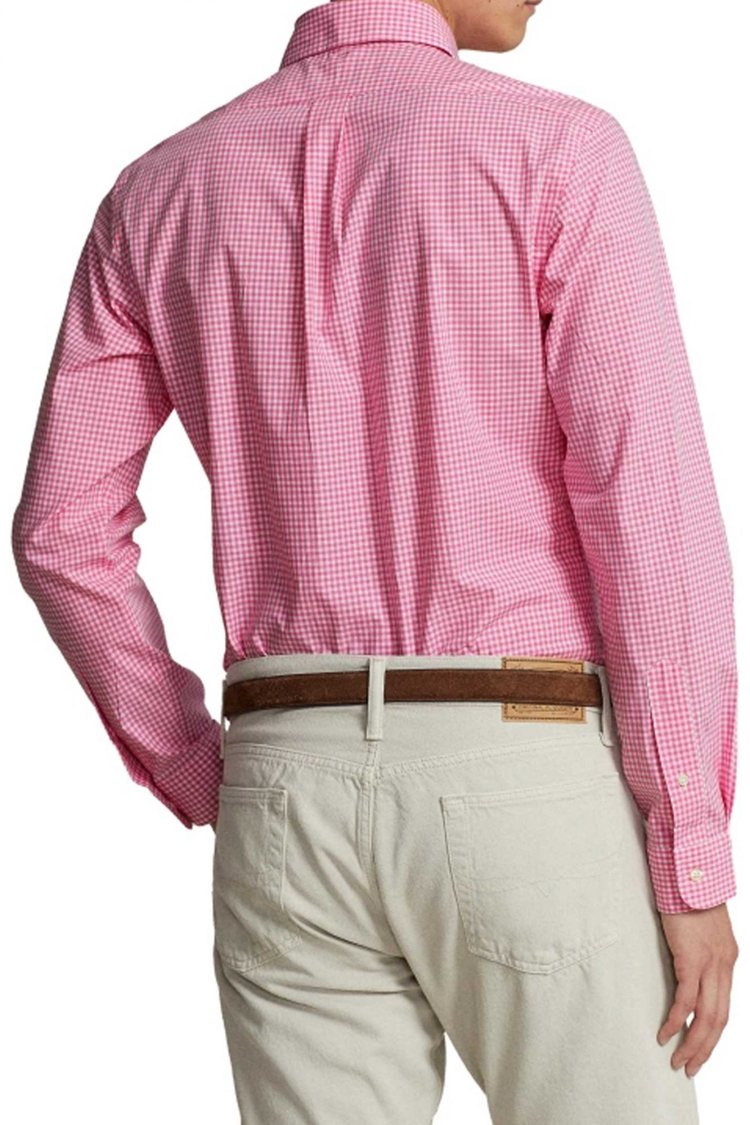 RALPH LAUREN ΠΟΥΚΑΜΙΣΟ ΚΑΡΩ BUTTON DOWN CUSTOM FIT ΡΟΖ-ΛΕΥΚΟ φωτογραφία