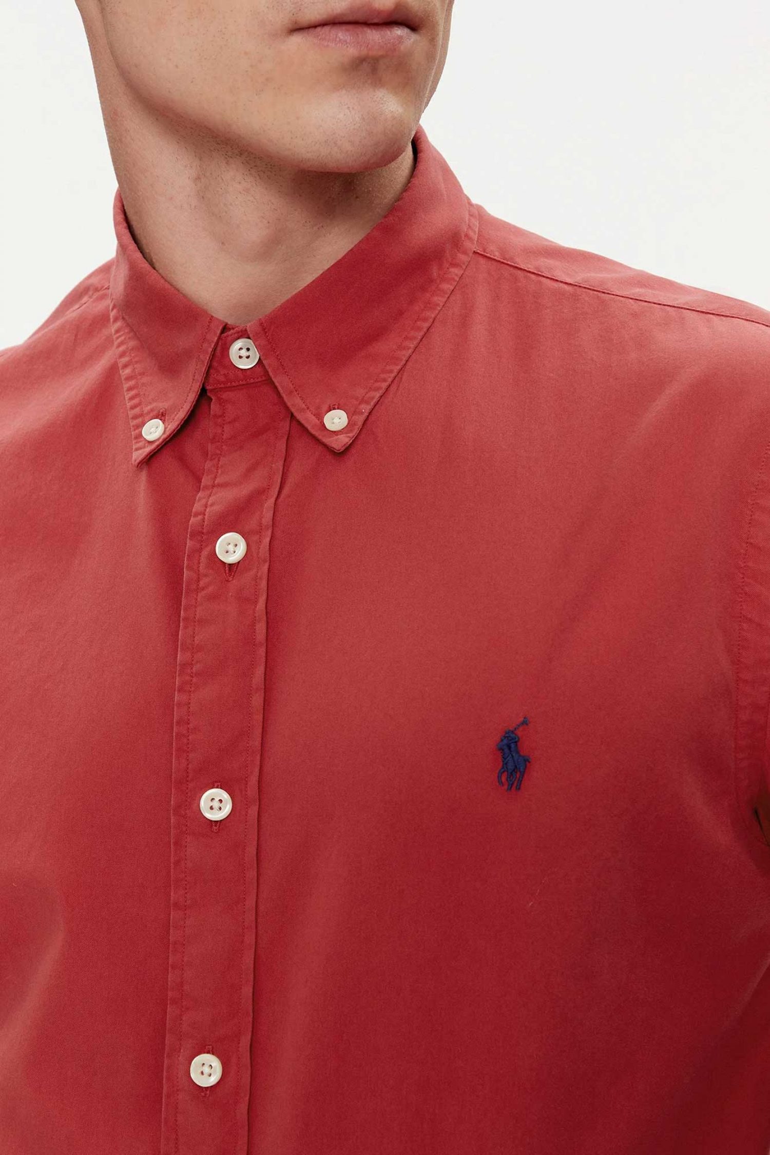 RALPH LAUREN ΠΟΥΚΑΜΙΣΟ BUTTON DOWN CUSTOM FIT FEATHER WEIGHT TWILL ΚΟΡΑΛΙ φωτογραφία