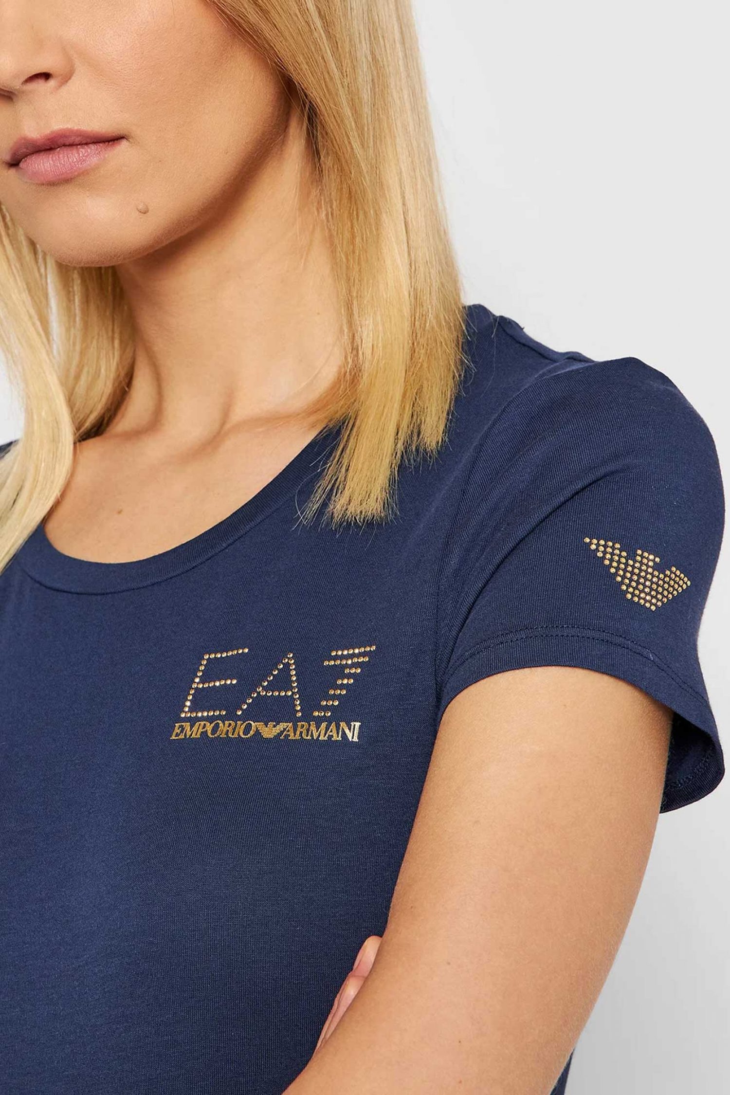 ARMANI 7 T-SHIRT ΛΑΙΜΟΚΟΨΗ LOGO ΜΠΛΕ φωτογραφία