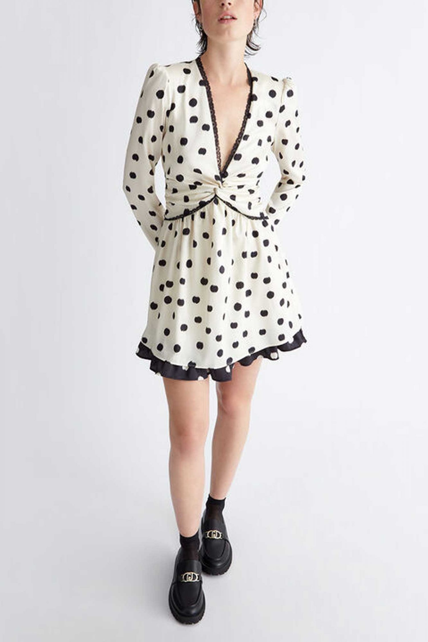 LIU JO ΦΟΡΕΜΑ V-NECK ΣΟΥΡΑ ΠΟΥΑ ΕΚΡΟΥ-ΜΑΥΡΟ φωτογραφία