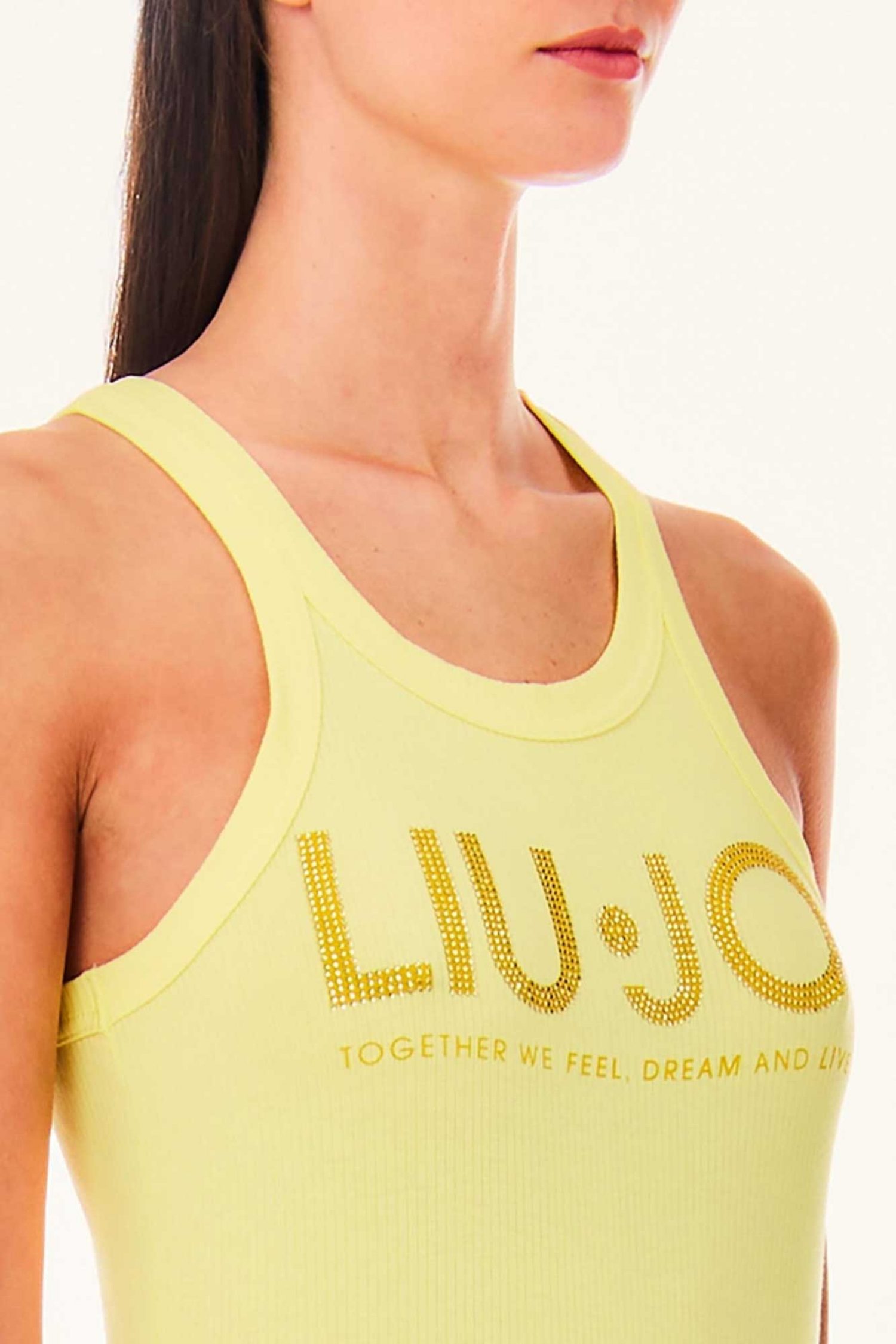 LIU JO TOP LOGO ΣΤΡΑΣ ΚΙΤΡΙΝΟ φωτογραφία