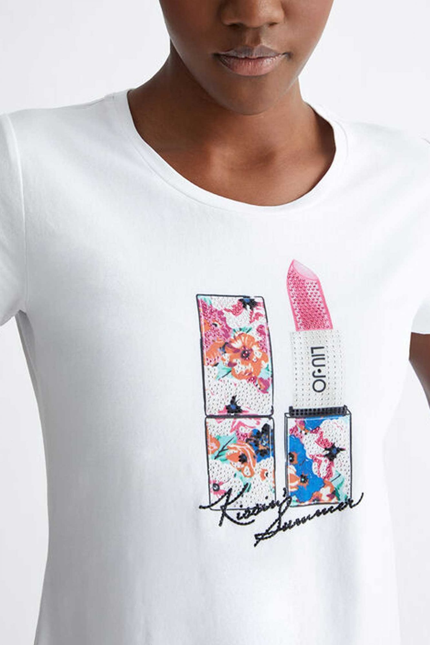 LIU JO T-SHIRT LOGO ΣΤΡΑΣ ΛΕΥΚΟ φωτογραφία