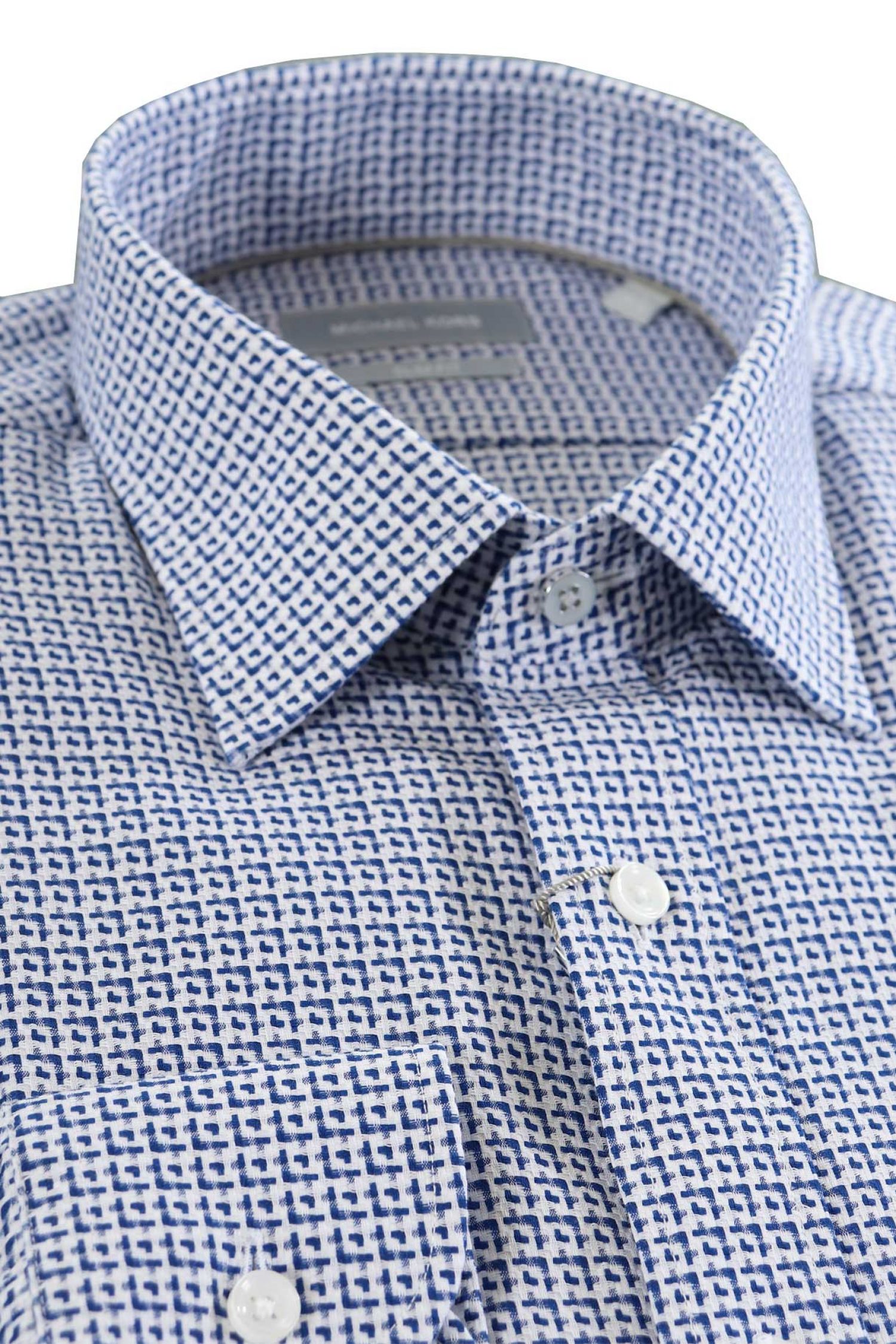 MICHAEL KORS ΠΟΥΚΑΜΙΣΟ ΜΙΚΡΟΣΧΕΔΙΟ SLIM FIT STRETCH ΜΠΛΕ-ΛΕΥΚΟ φωτογραφία