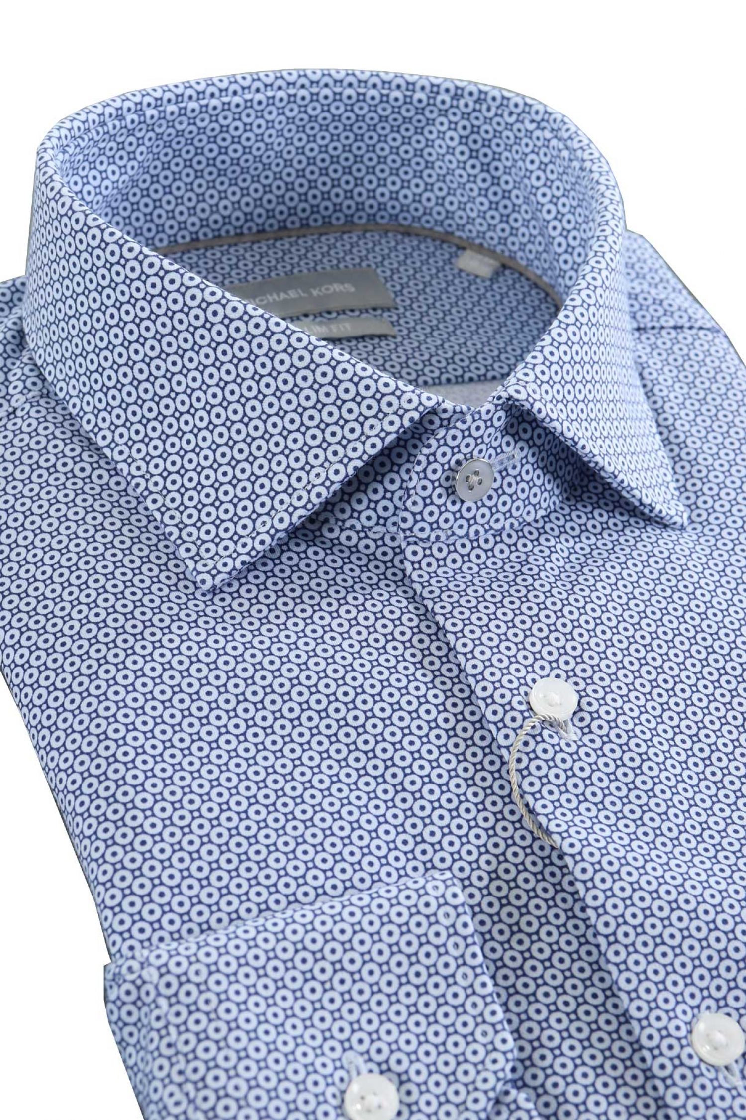 MICHAEL KORS ΠΟΥΚΑΜΙΣΟ ΜΙΚΡΟΣΧΕΔΙΟ SLIM FIT ΜΠΛΕ-ΛΕΥΚΟ φωτογραφία